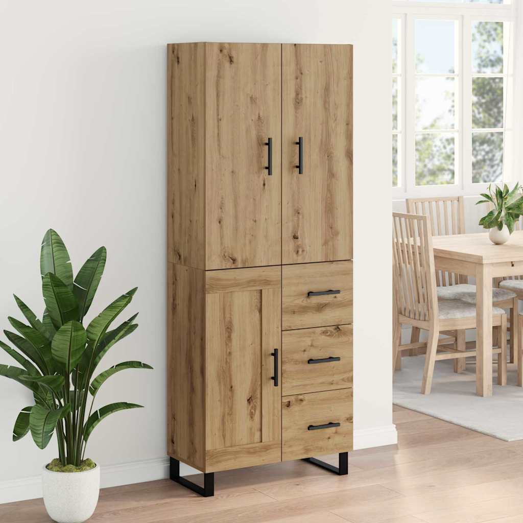 Bufet 2 pcs Stejar Artizanal Lemn Stratificat si Sticla — imaginea 5