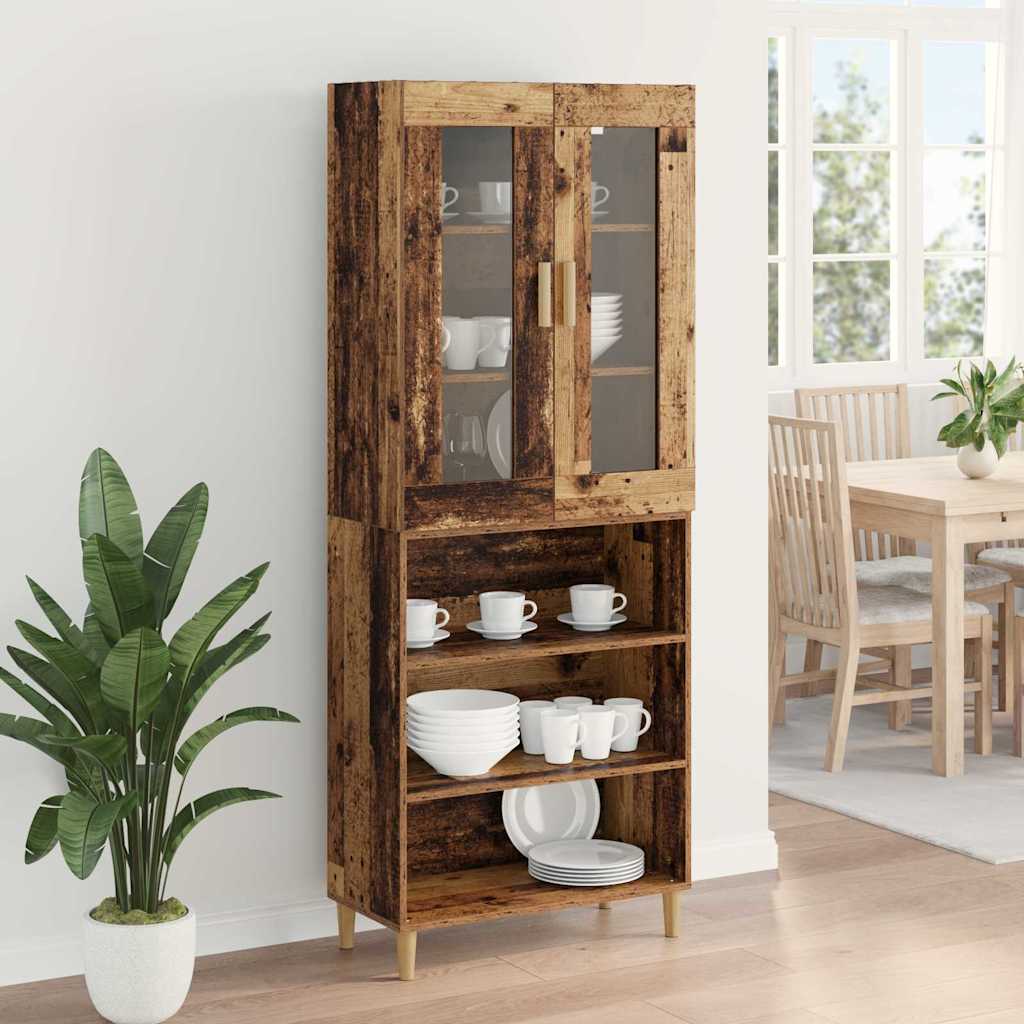 Bufet Lemn Vechi 69,5 x 34 x 180 cm Lemn Stratificat si Sticla — imaginea 5