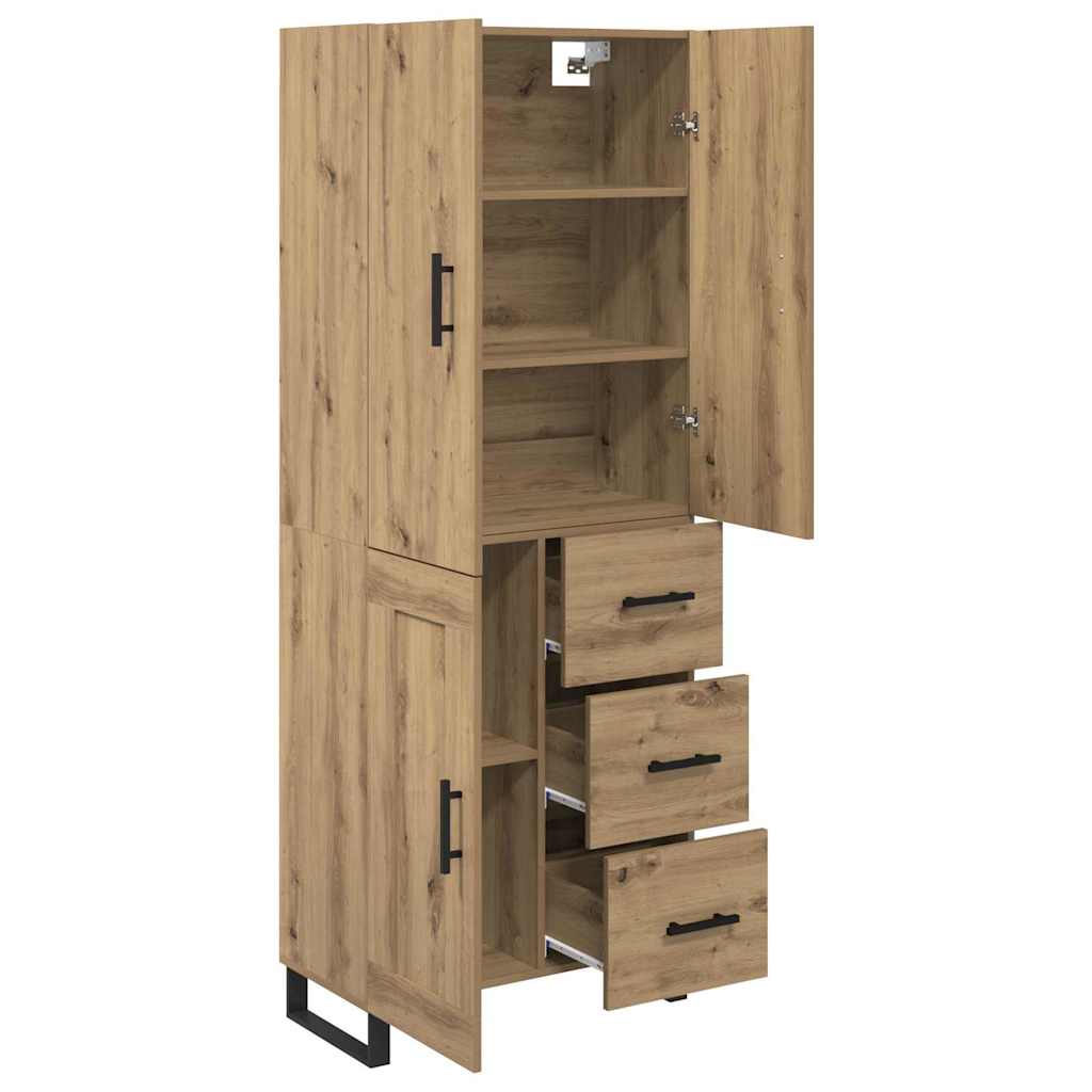 Bufet 2 pcs Stejar Artizanal Lemn Stratificat si Sticla — imaginea 6