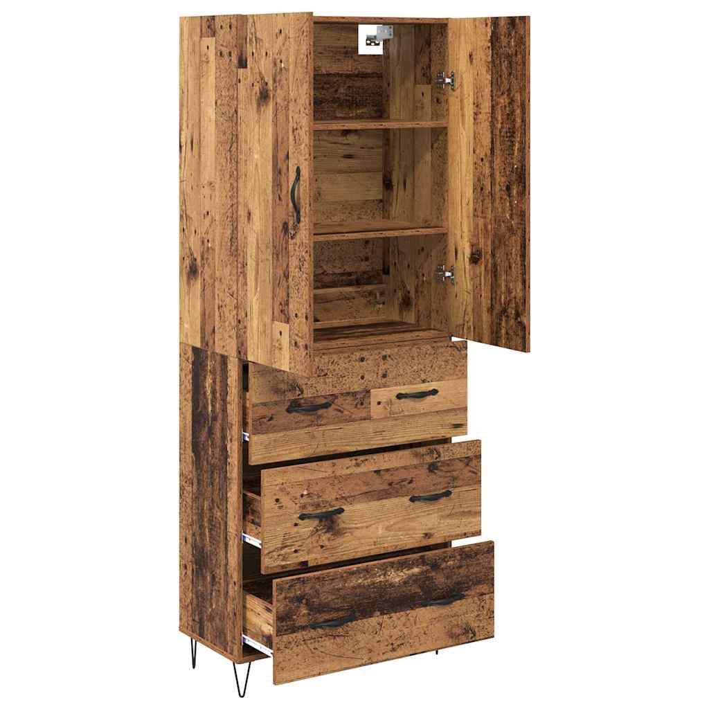 Bufet cu sertar 2 pcs Lemn Vechi Lemn Stratificat si Sticla — imaginea 6