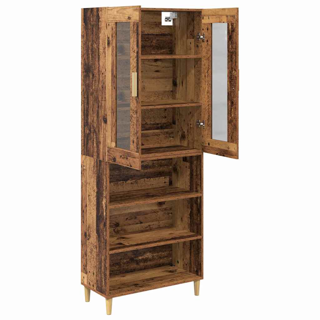 Bufet Lemn Vechi 69,5 x 34 x 180 cm Lemn Stratificat si Sticla — imaginea 6