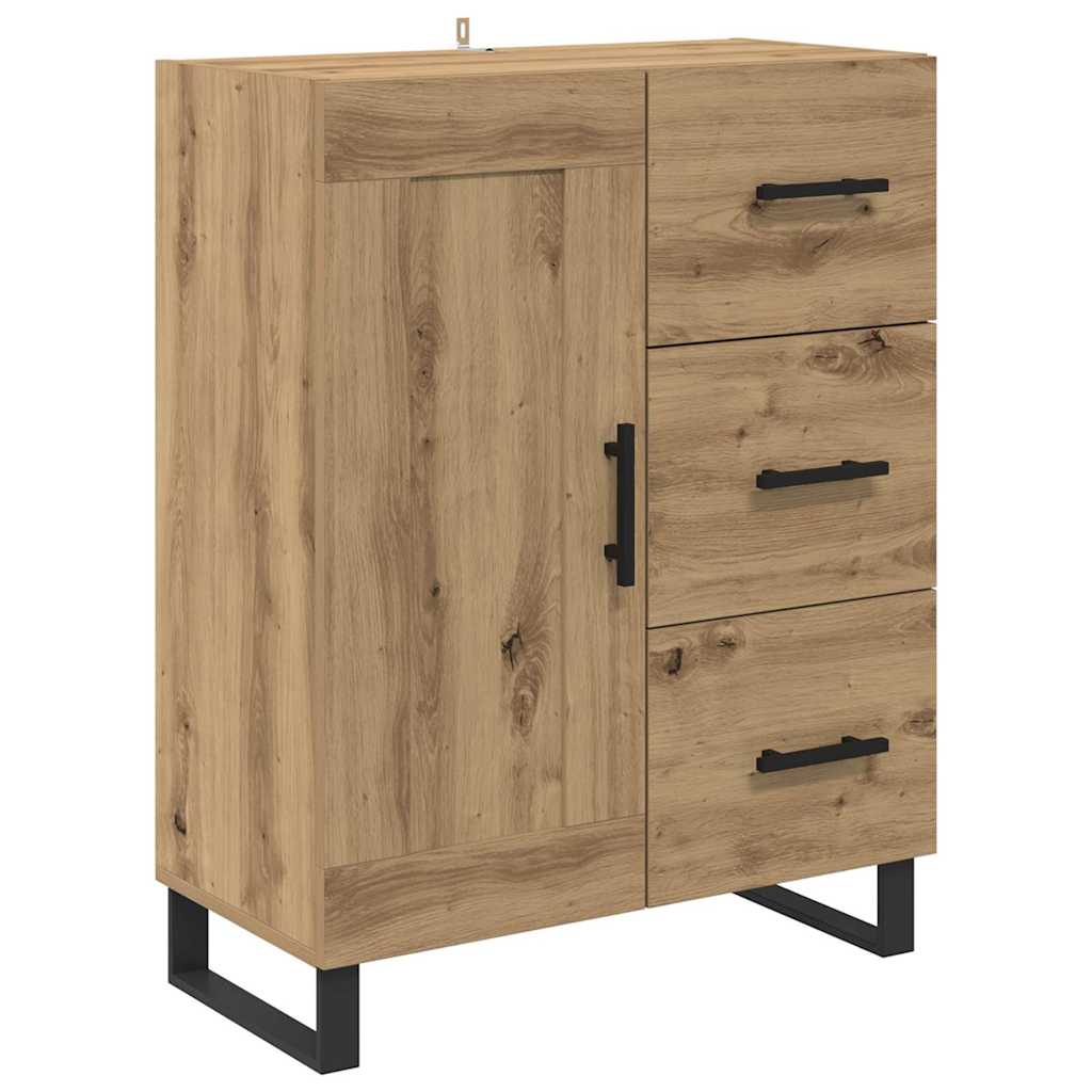 Bufet 2 pcs Stejar Artizanal Lemn Stratificat si Sticla — imaginea 7