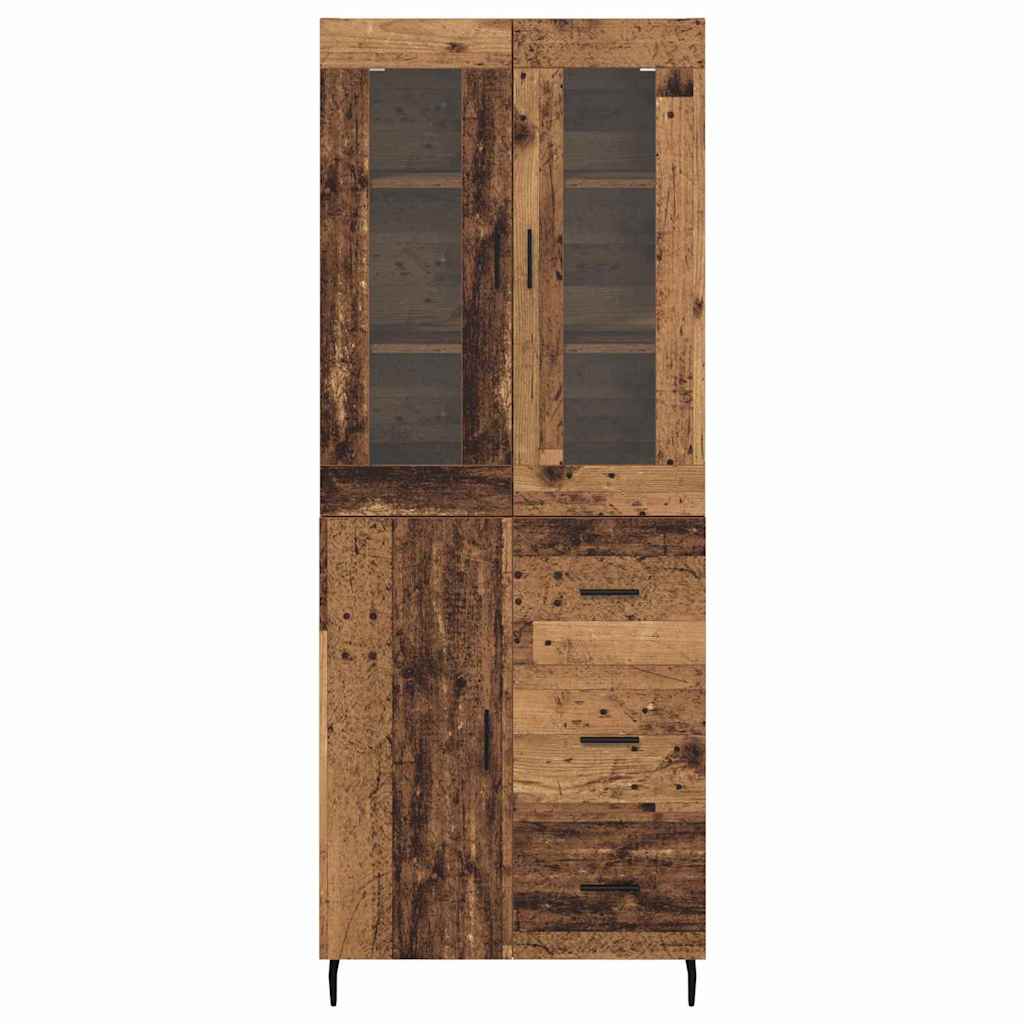 Bufet cu sertar 2 pcs Lemn Vechi Lemn Stratificat si Sticla — imaginea 9