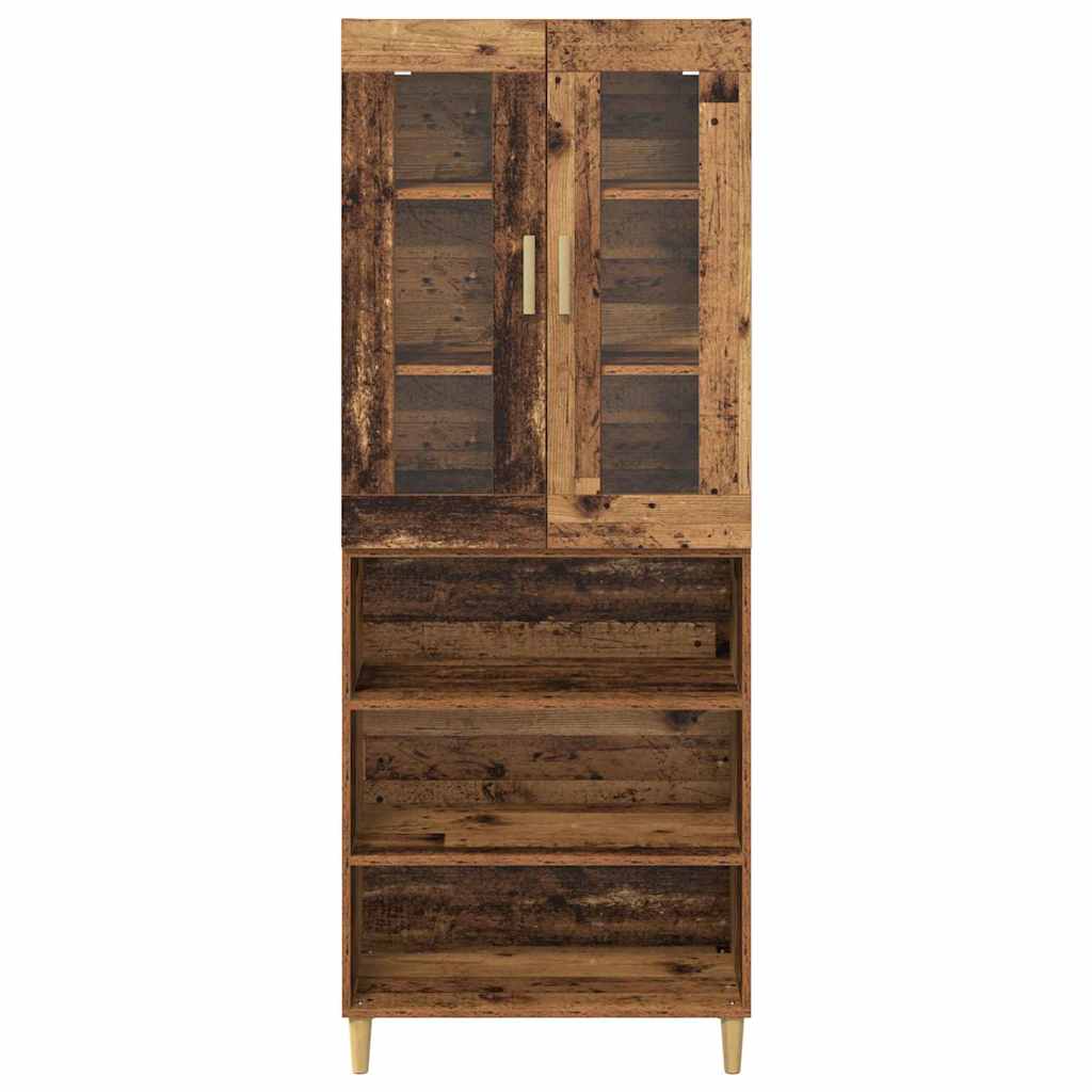 Bufet Lemn Vechi 69,5 x 34 x 180 cm Lemn Stratificat si Sticla — imaginea 9