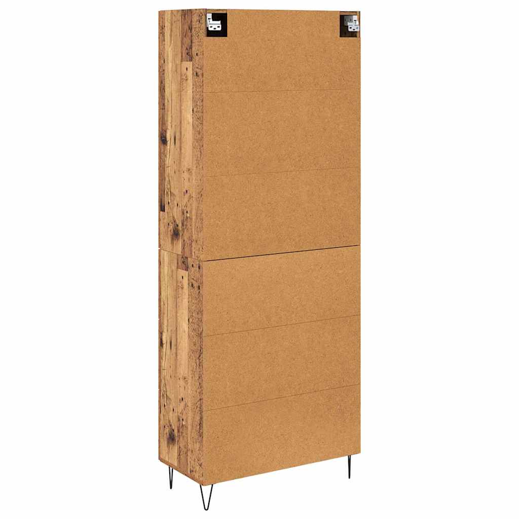 Bufet cu sertar 2 pcs Lemn Vechi Lemn Stratificat si Sticla — imaginea 11