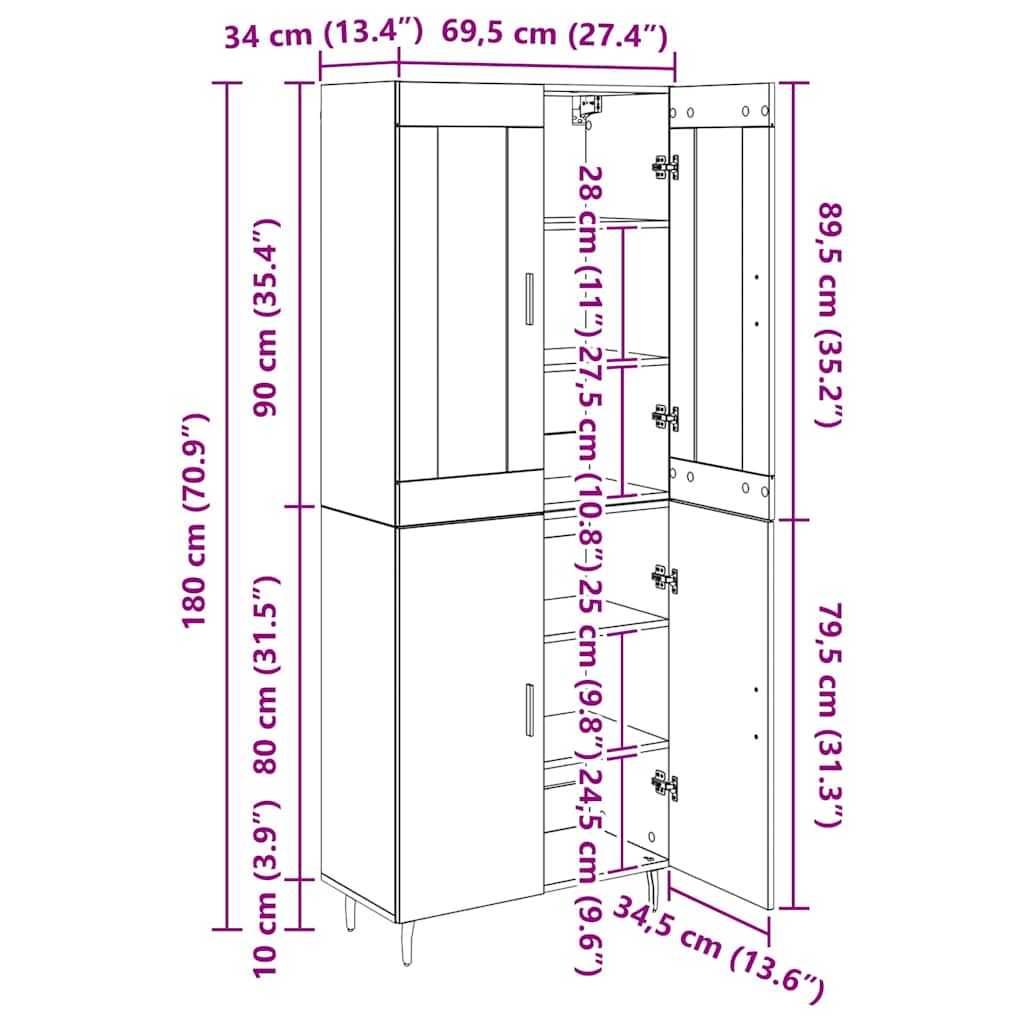 Bufet 2 pcs Stejar Artizanal Lemn Stratificat si Sticla — imaginea 13