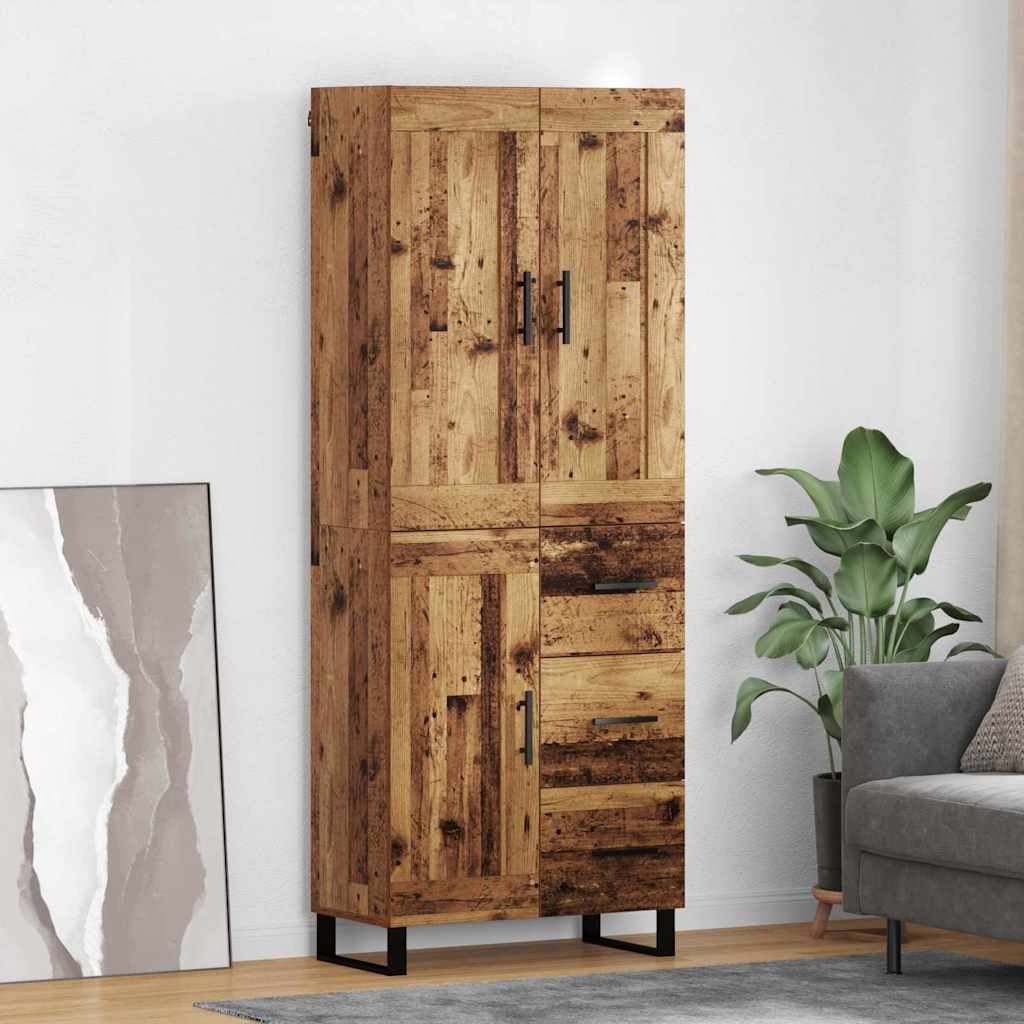 Bufet cu sertar 2 pcs Lemn Vechi Lemn Stratificat si Sticla — imaginea 2