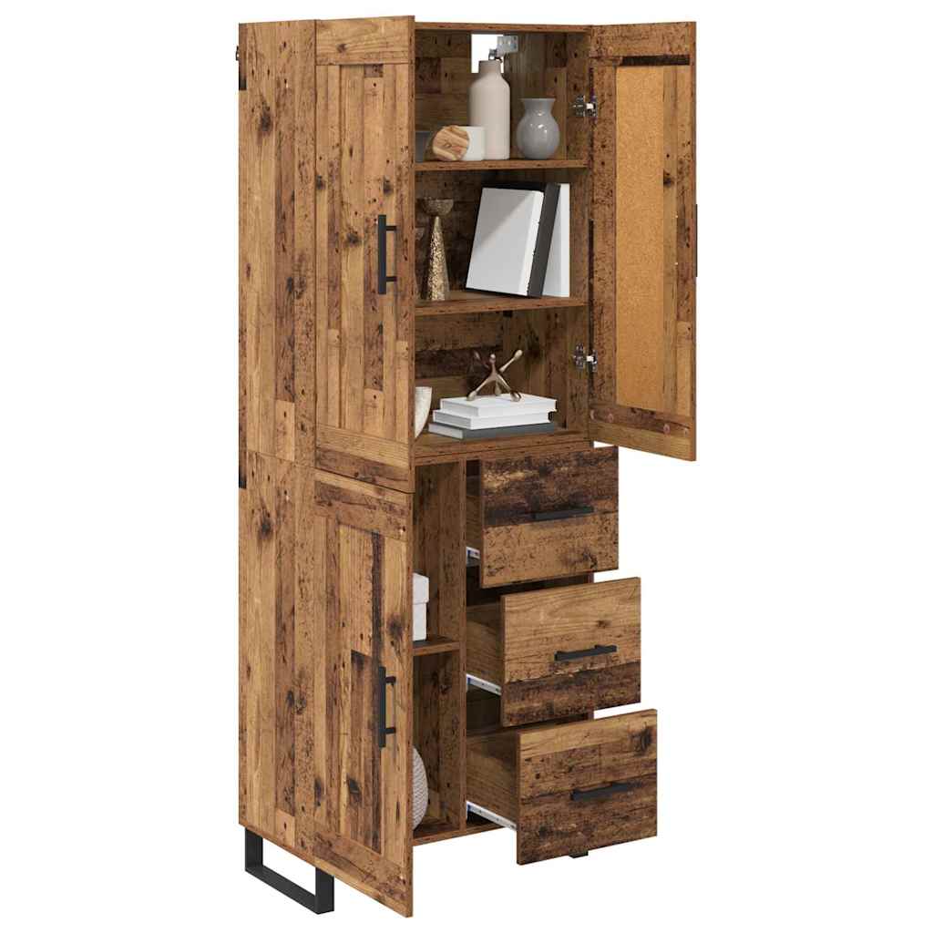Bufet cu sertar 2 pcs Lemn Vechi Lemn Stratificat si Sticla — imaginea 4