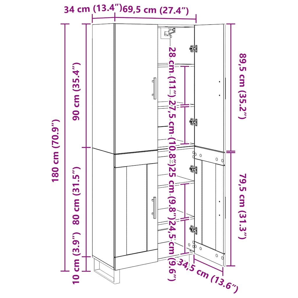 Bufet 2 pcs Lemn Vechi Lemn Stratificat si Sticla — imaginea 13