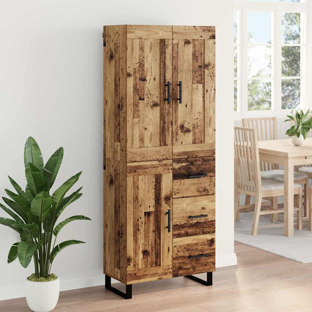 Bufet cu sertar 2 pcs Lemn Vechi Lemn Stratificat si Sticla — imaginea 5