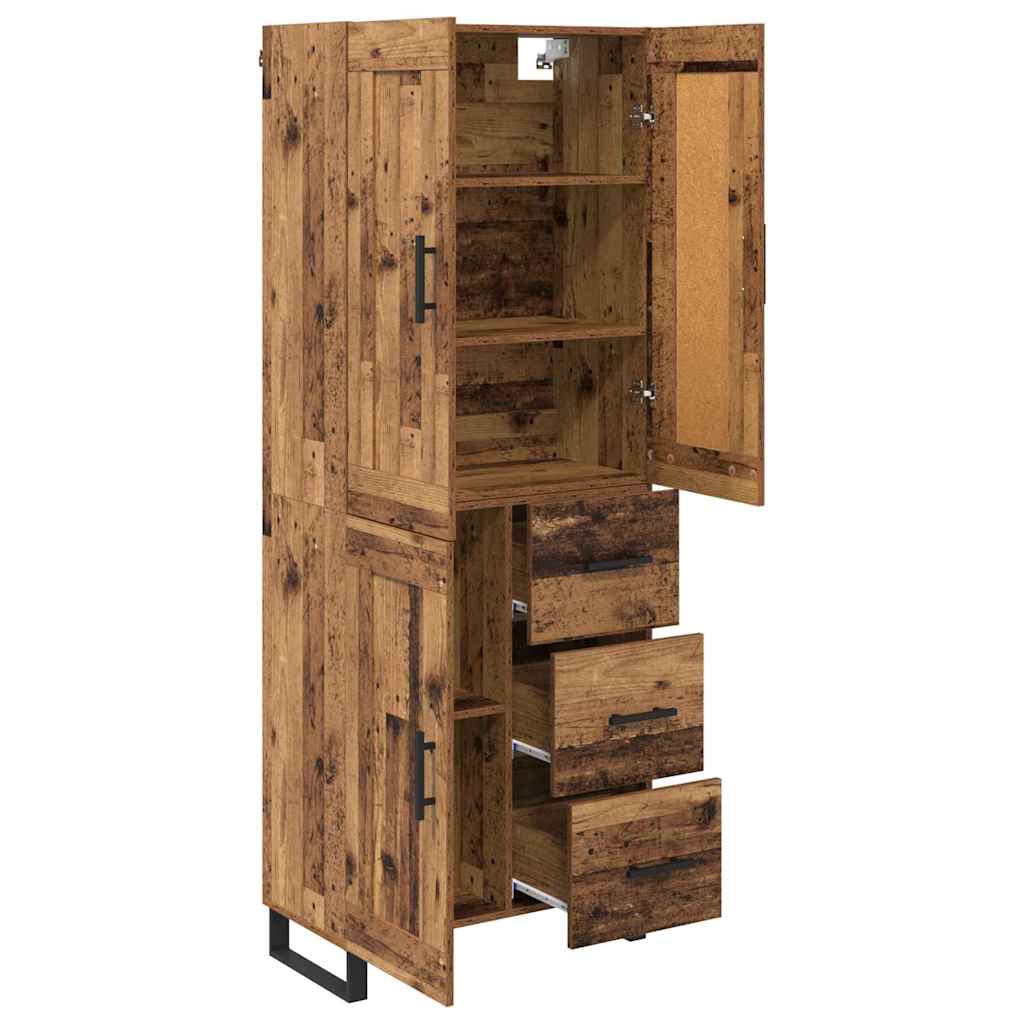 Bufet cu sertar 2 pcs Lemn Vechi Lemn Stratificat si Sticla — imaginea 6