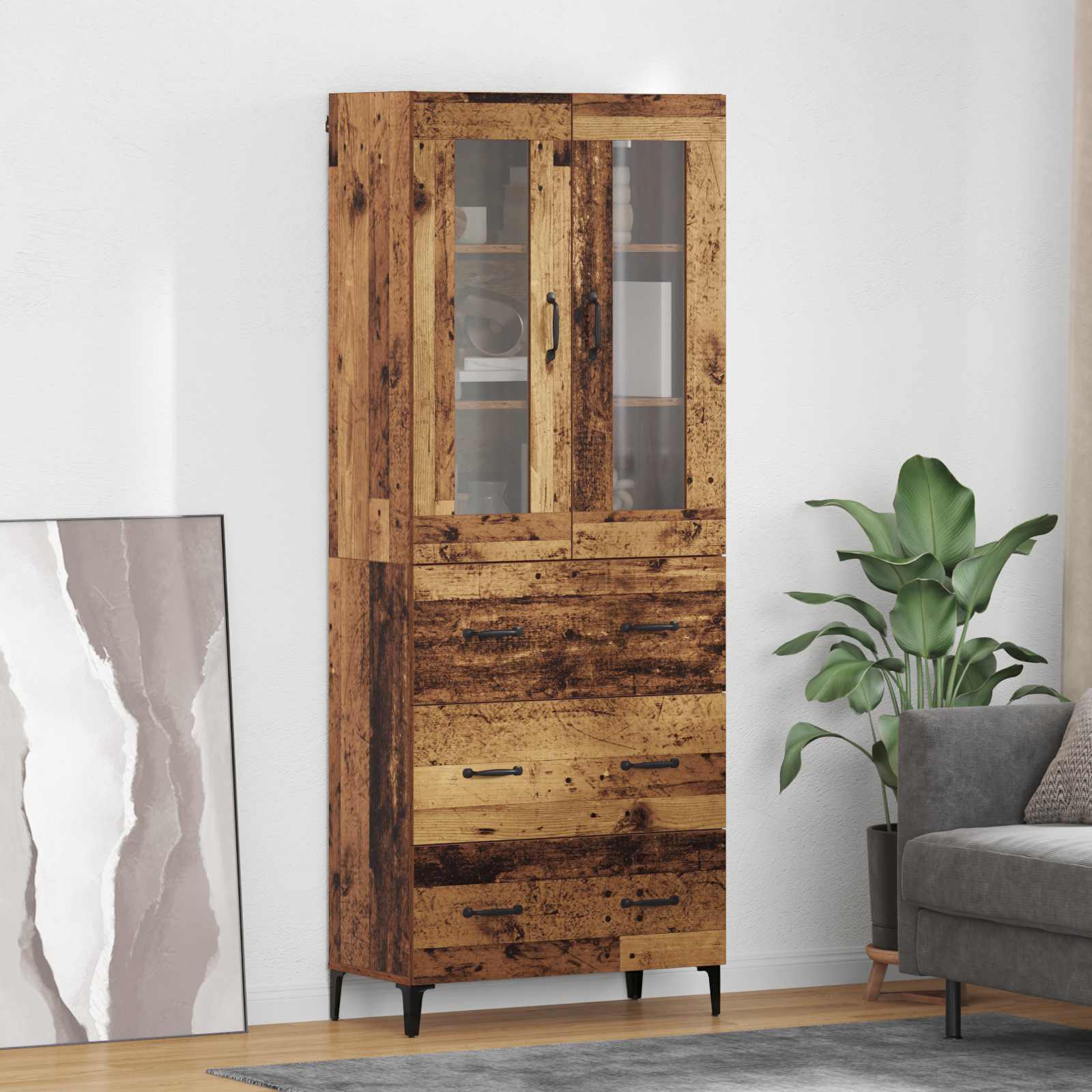 Bufet Pe perete Lemn Vechi 69,5 x 34 x 180 cm Lemn compozit — imaginea 2