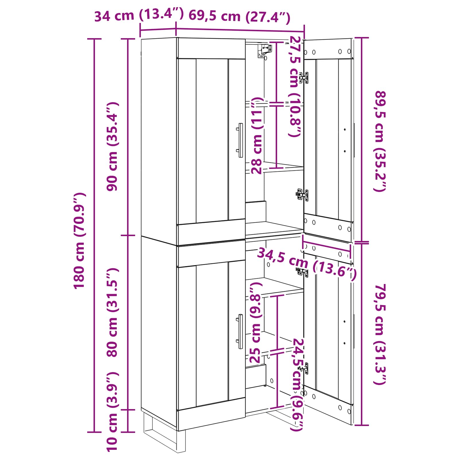 Bufet 2 pcs Lemn Vechi Lemn Stratificat si Sticla — imaginea 13