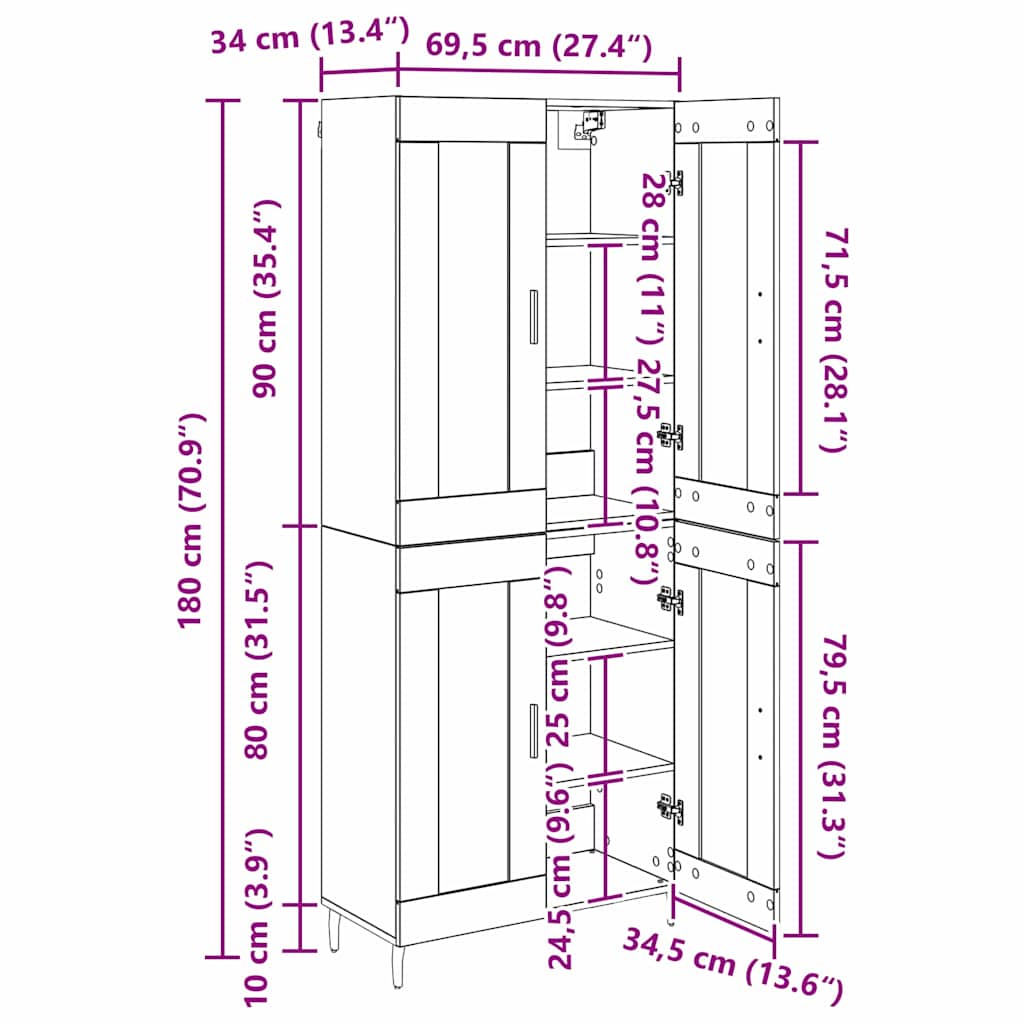Bufet 2 pcs Lemn Vechi Lemn Stratificat si Sticla — imaginea 13