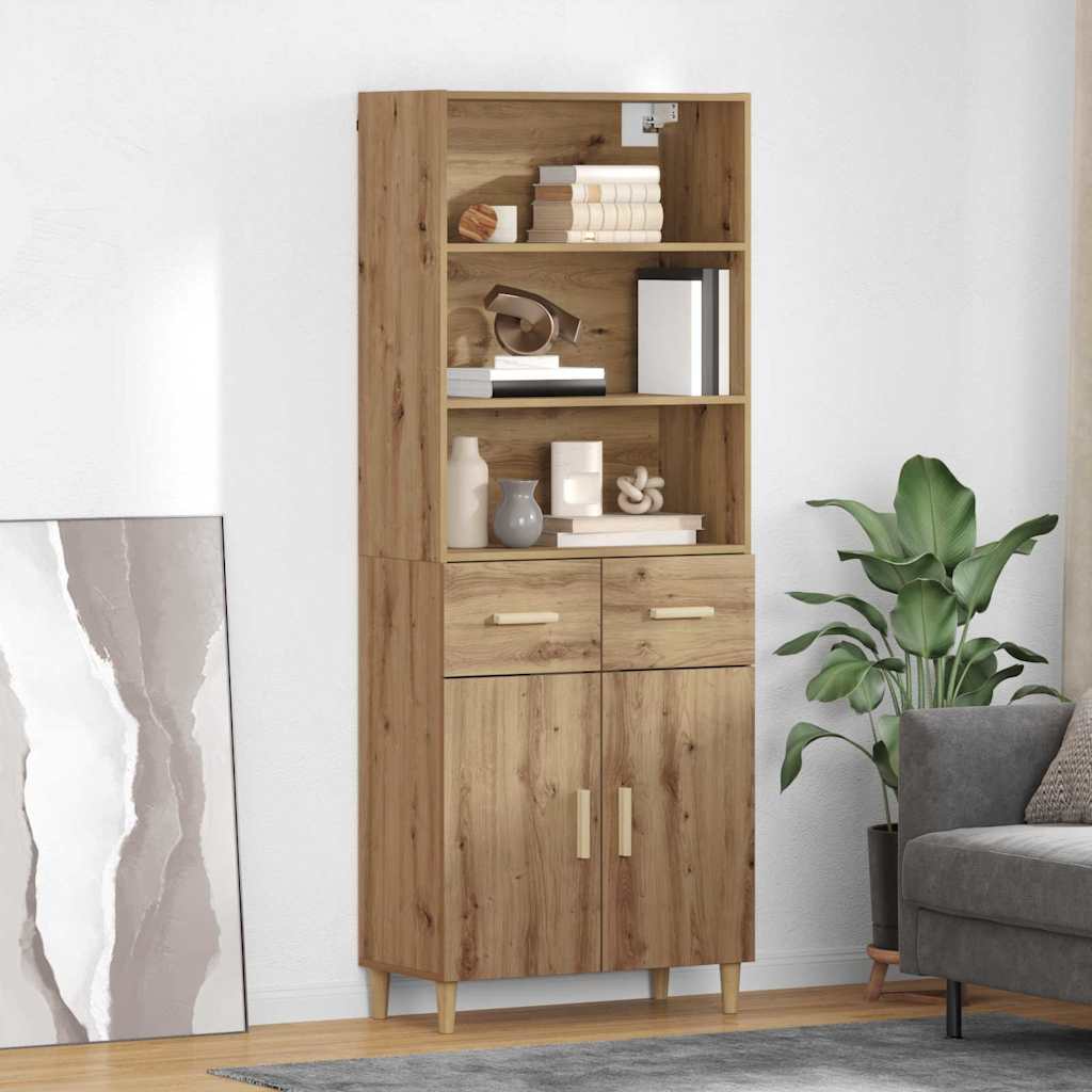 Bufet Stejar Artizanal 69,5 x 32,5 x 180 cm Lemn compozit — imaginea 2