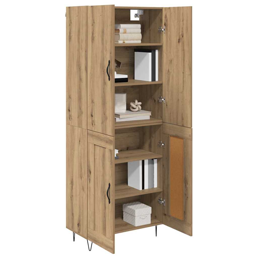 Bufet 2 pcs Stejar Artizanal Lemn Stratificat si Sticla — imaginea 4
