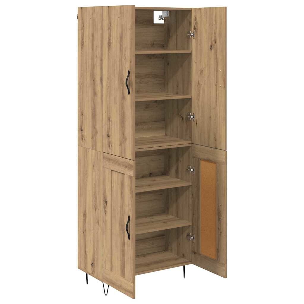 Bufet 2 pcs Stejar Artizanal Lemn Stratificat si Sticla — imaginea 6