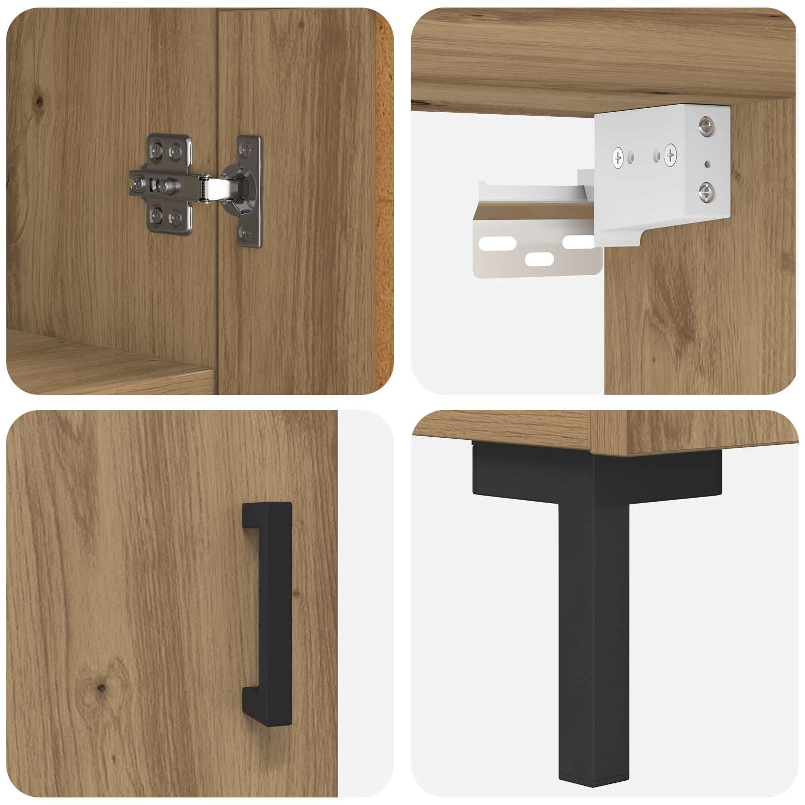 Bufet Stejar Artizanal 69,5 x 34 x 180 cm Lemn compozit — imaginea 11