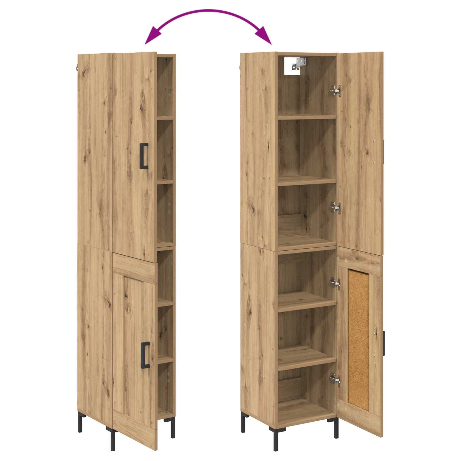Bufet Stejar Artizanal 69,5 x 34 x 180 cm Lemn compozit — imaginea 12