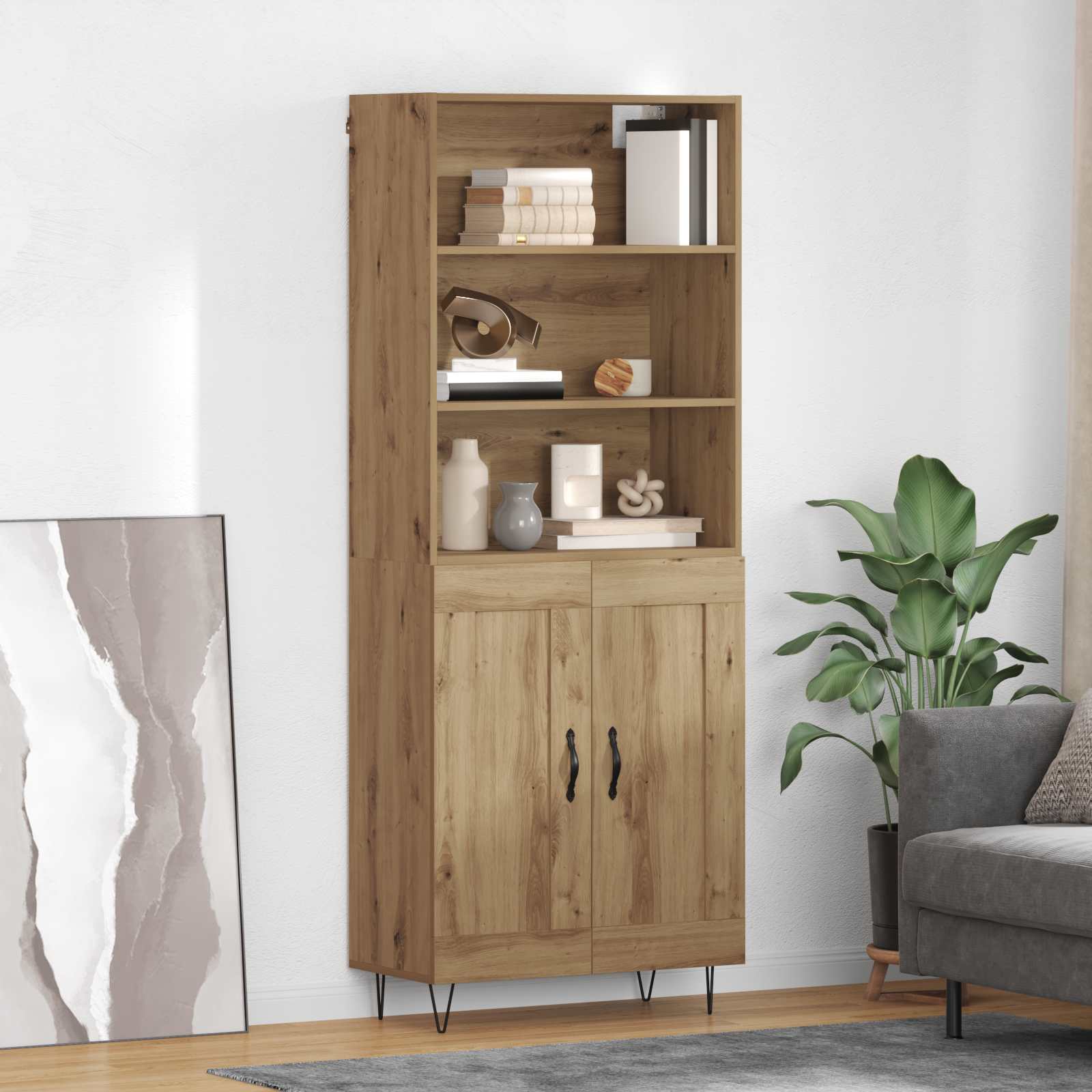 Bufet Stejar Artizanal 69,5 x 32,5 x 180 cm Lemn compozit — imaginea 2