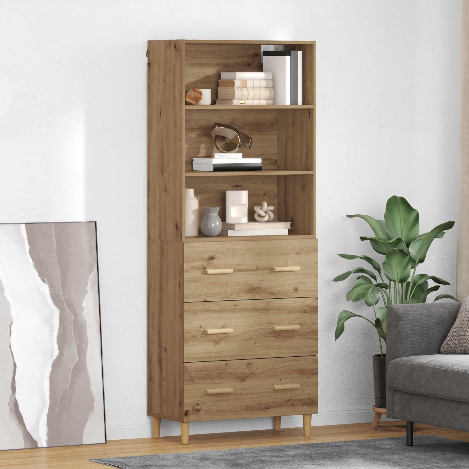 Bufet Stejar Artizanal 69,5 x 32,5 x 180 cm Lemn compozit — imaginea 2