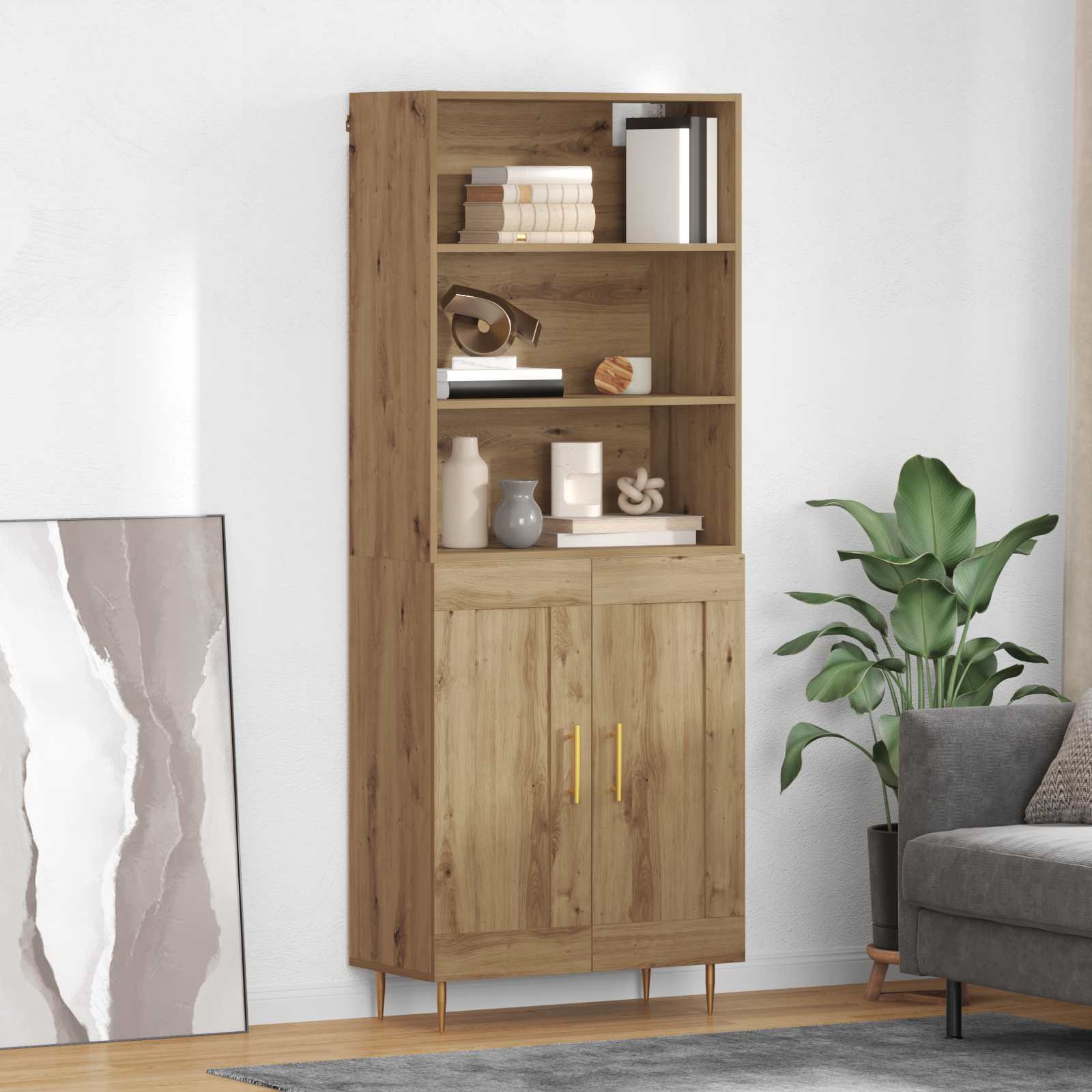 Bufet Stejar Artizanal 69,5 x 32,5 x 180 cm Lemn compozit — imaginea 2