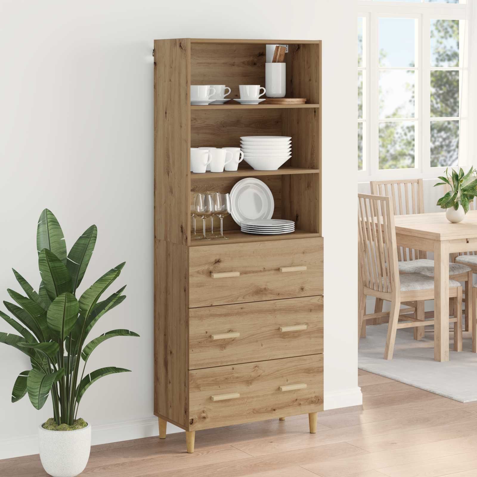 Bufet Stejar Artizanal 69,5 x 32,5 x 180 cm Lemn compozit — imaginea 4