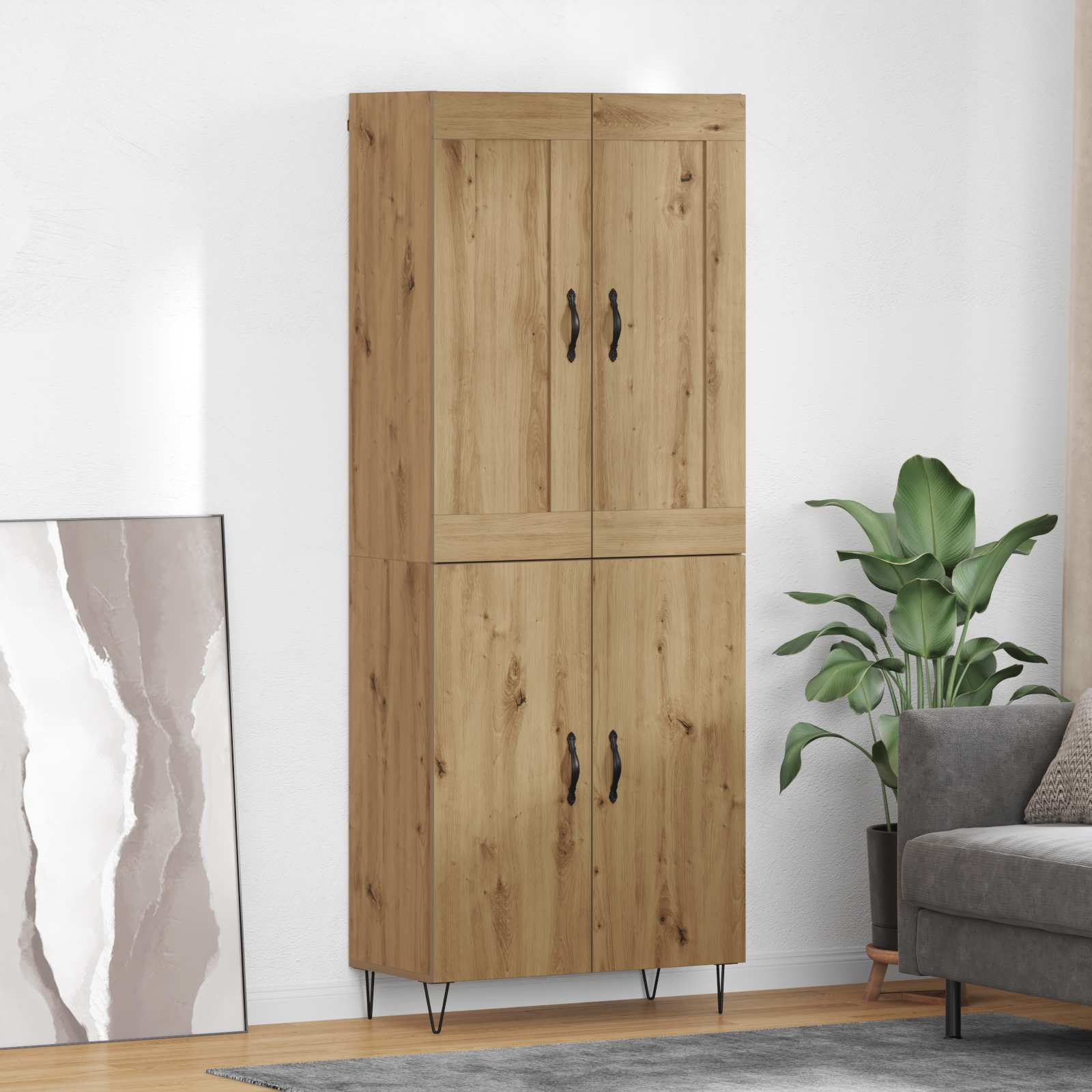 Bufet Stejar Artizanal 69,5 x 34 x 180 cm Lemn compozit — imaginea 2