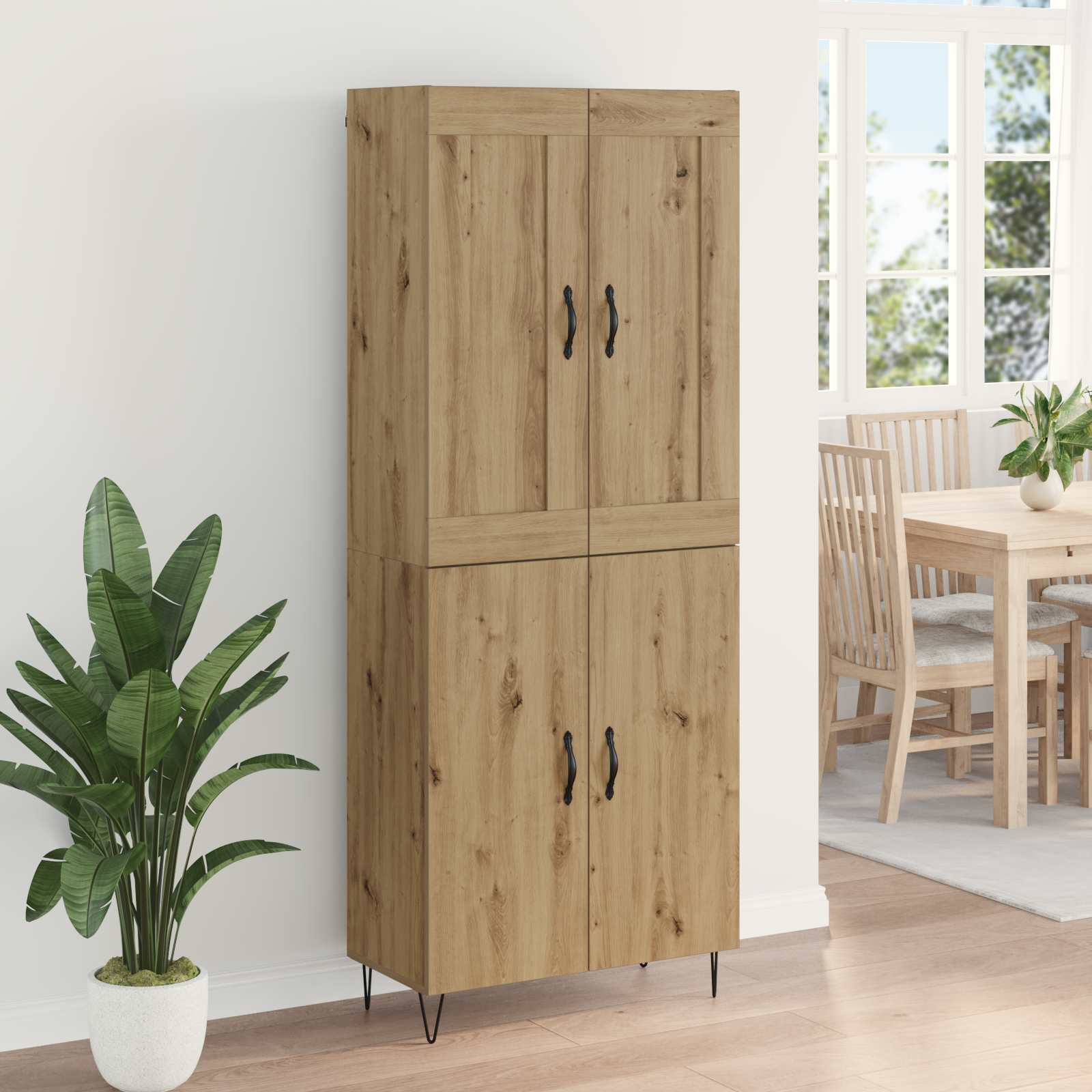 Bufet Stejar Artizanal 69,5 x 34 x 180 cm Lemn compozit — imaginea 4