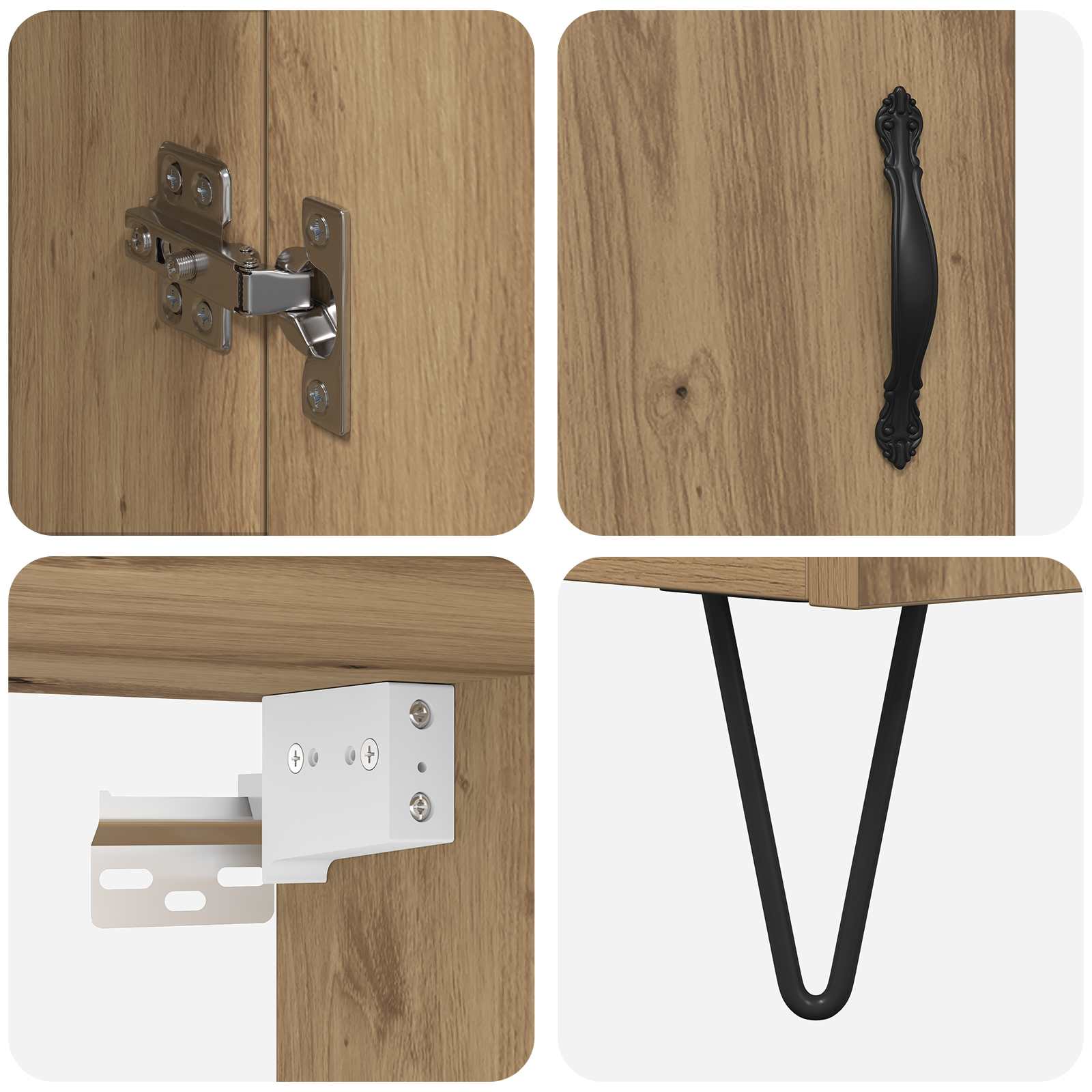 Bufet Stejar Artizanal 69,5 x 34 x 180 cm Lemn compozit — imaginea 11