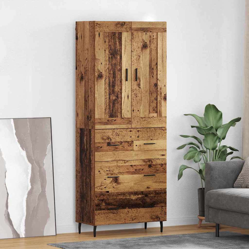 Bufet cu sertar 2 pcs Lemn Vechi Lemn Stratificat si Sticla — imaginea 2