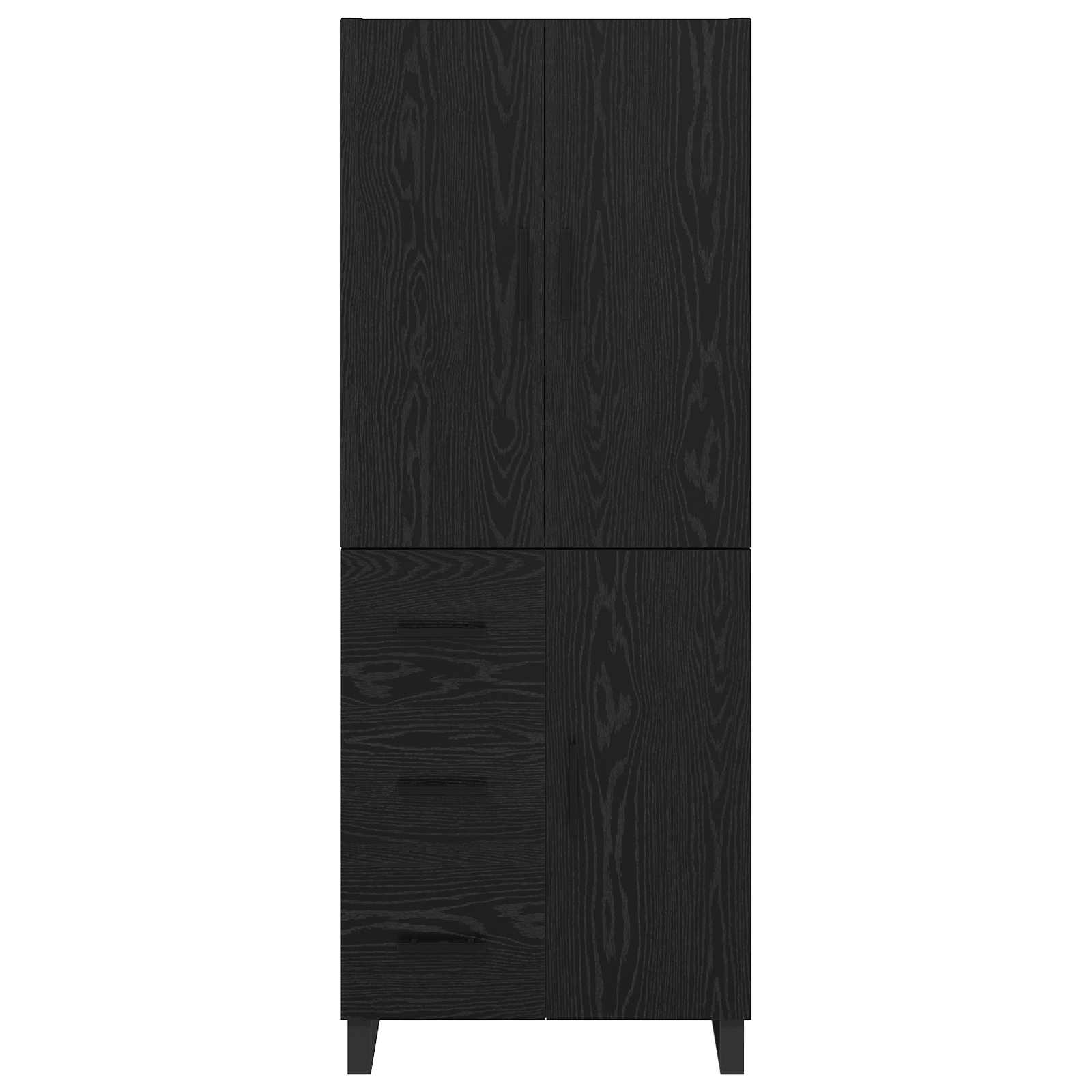Bufet cu sertar 2 pcs Stejar Negru Lemn Stratificat si Sticla — imaginea 8