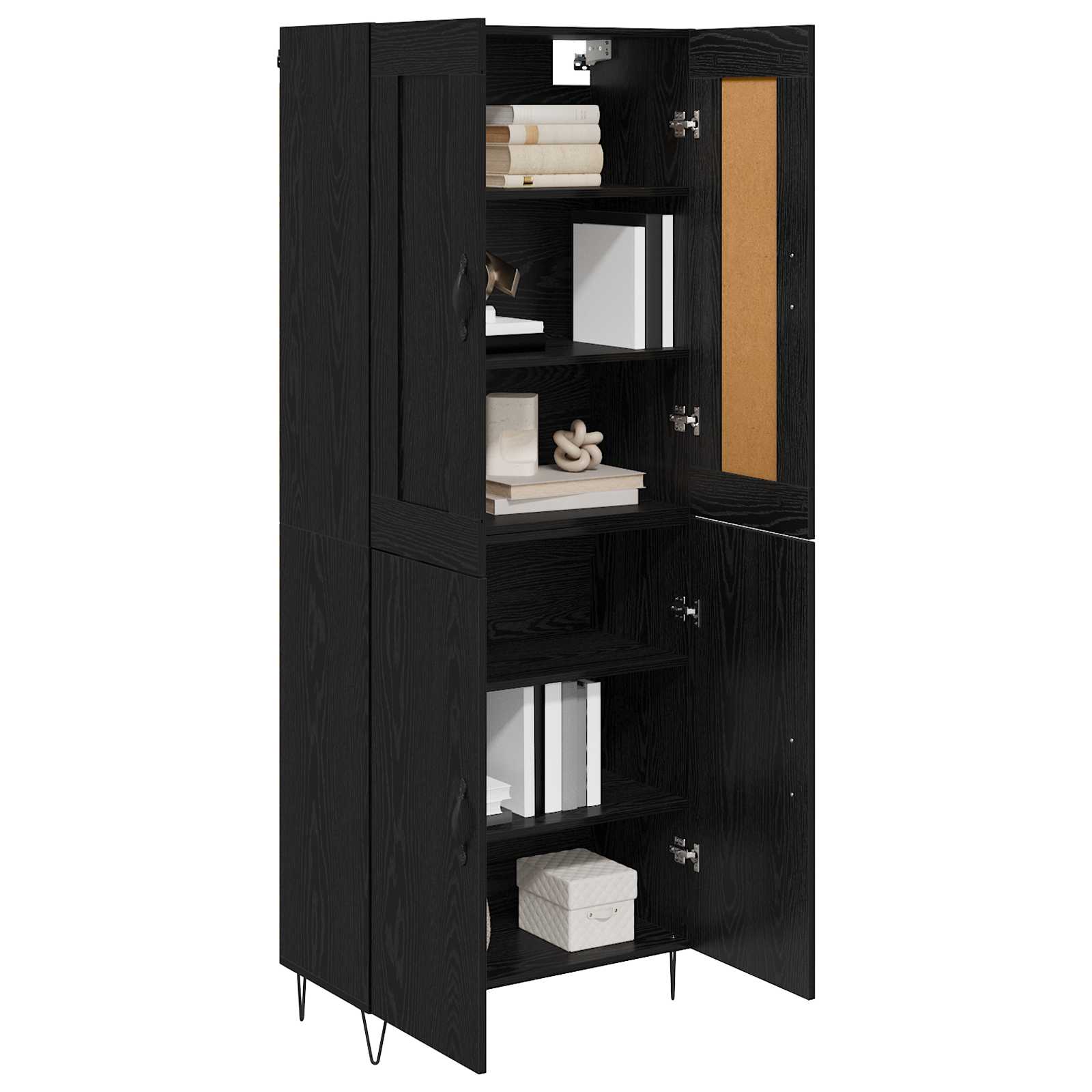 Bufet Stejar Negru 69,5 x 34 x 180 cm Lemn compozit — imaginea 3