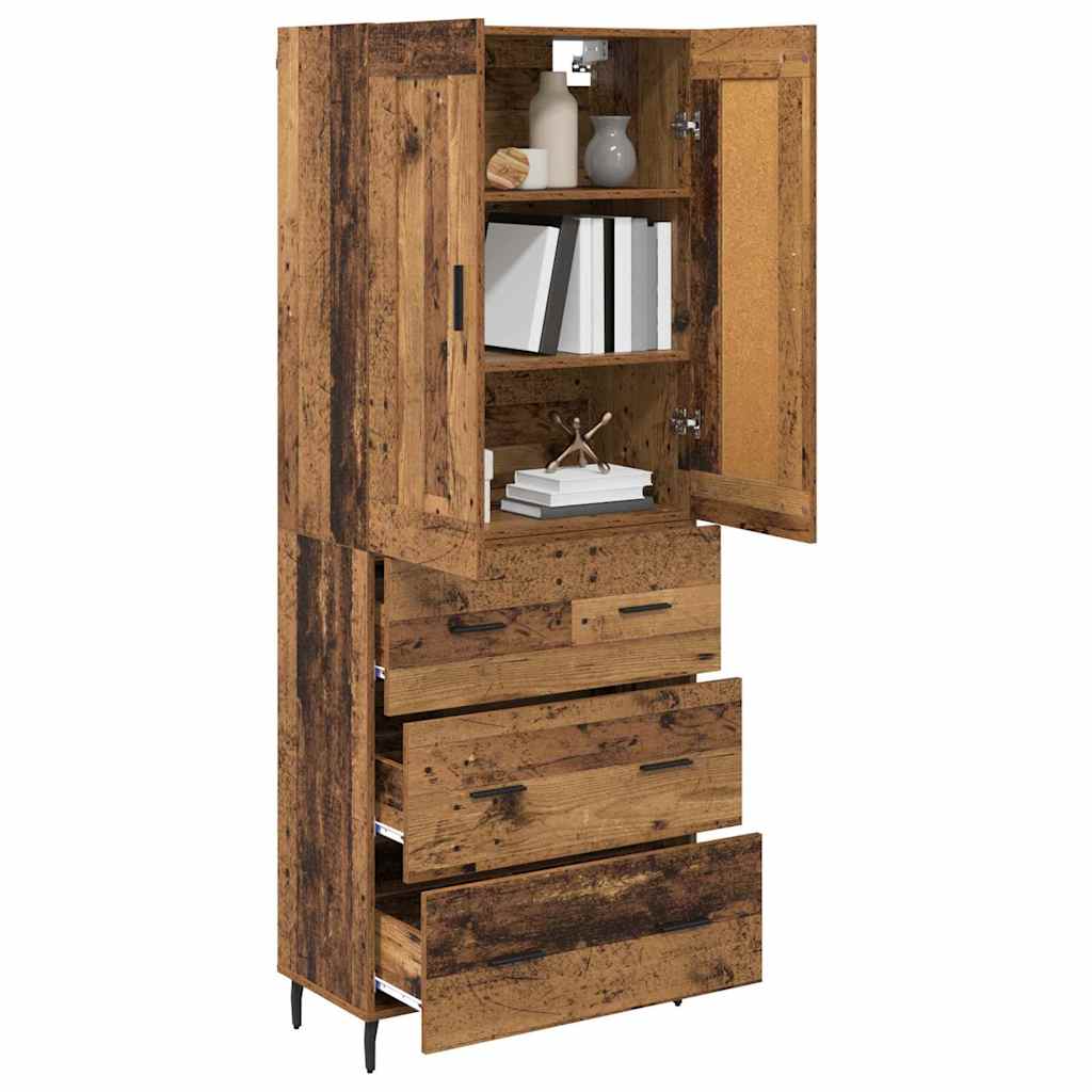 Bufet cu sertar 2 pcs Lemn Vechi Lemn Stratificat si Sticla — imaginea 4
