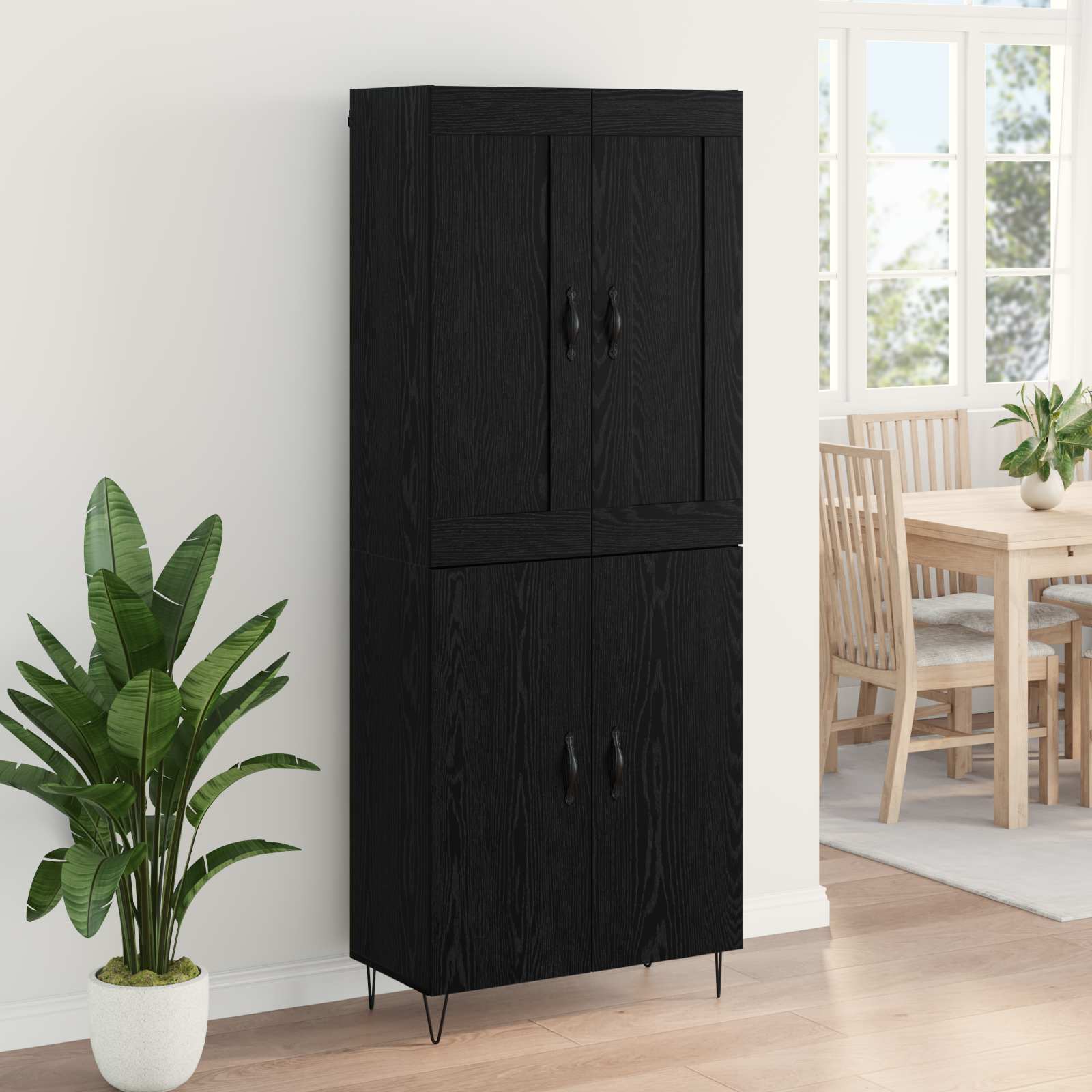 Bufet Stejar Negru 69,5 x 34 x 180 cm Lemn compozit — imaginea 4