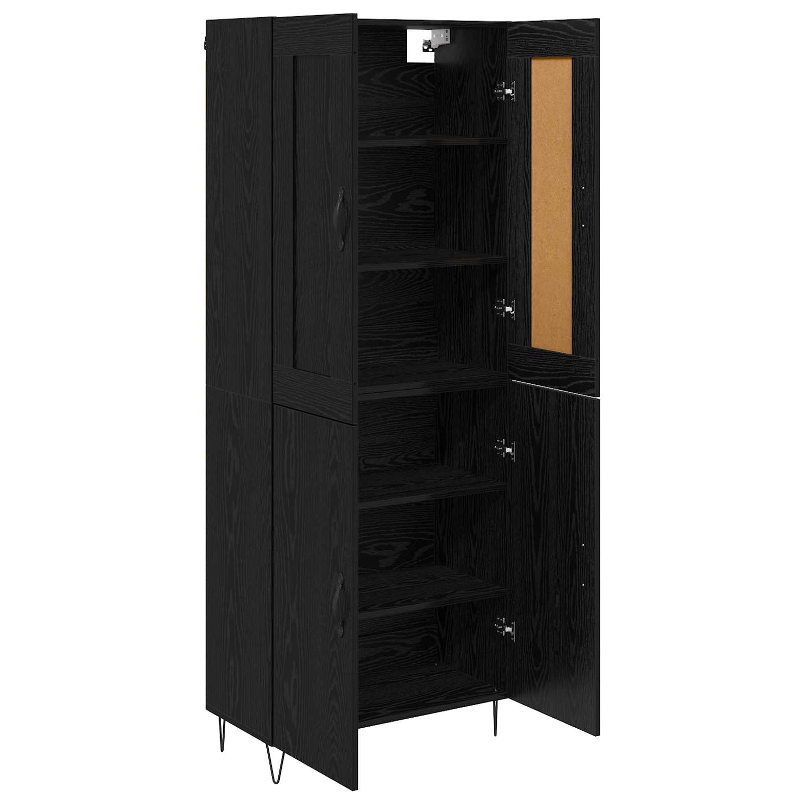 Bufet Stejar Negru 69,5 x 34 x 180 cm Lemn compozit — imaginea 5