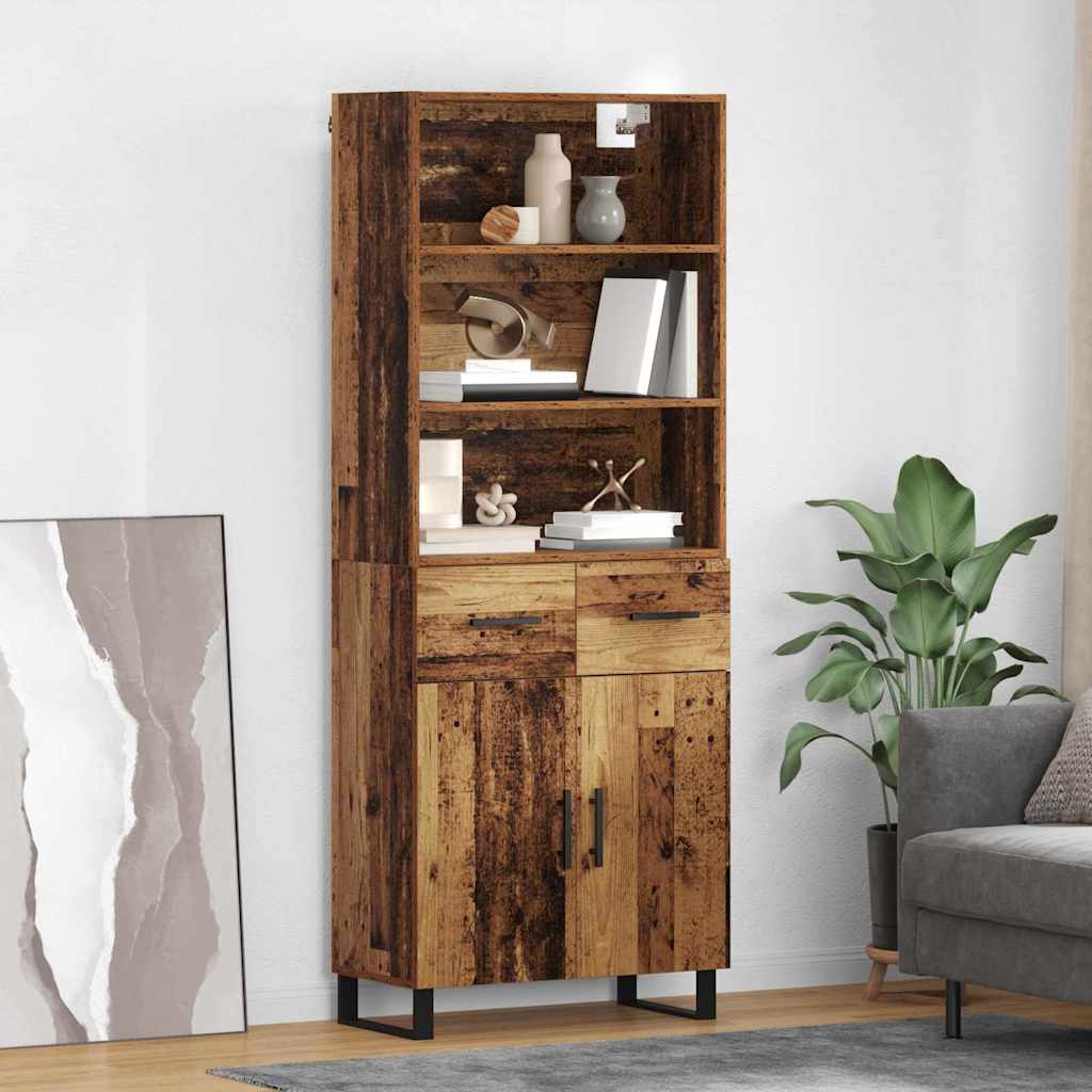 Bufet Lemn Vechi 69,5 x 34 x 180 cm Lemn Stratificat si Sticla — imaginea 2