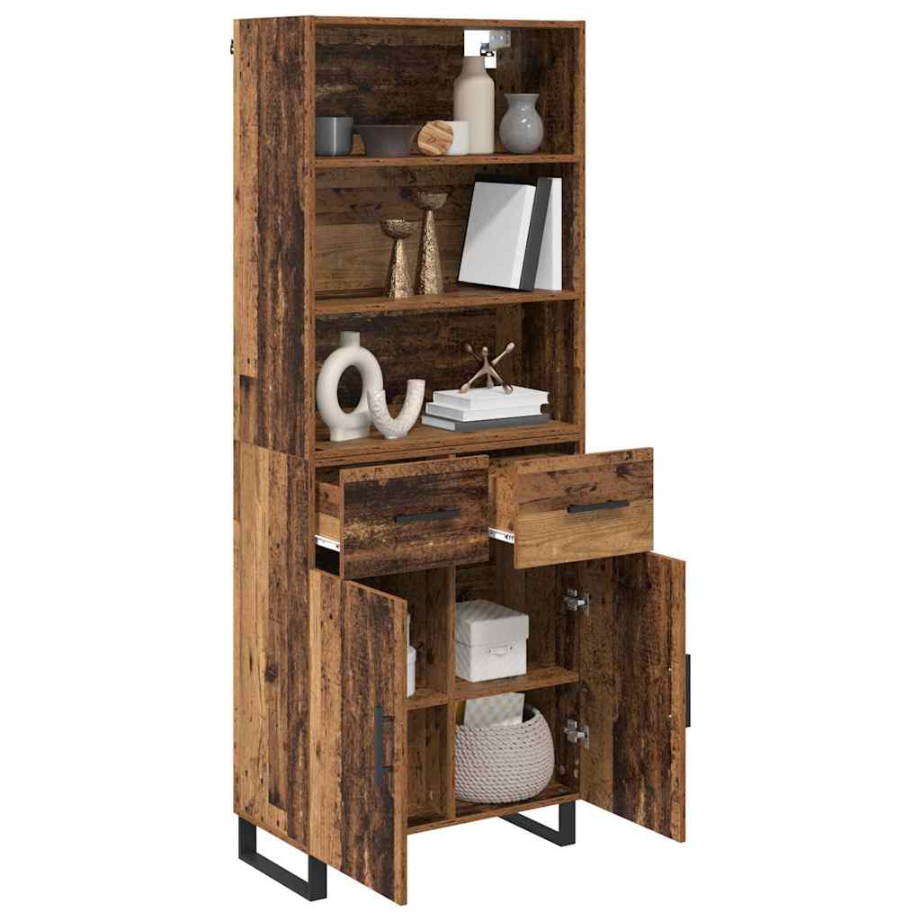 Bufet Lemn Vechi 69,5 x 34 x 180 cm Lemn Stratificat si Sticla — imaginea 4