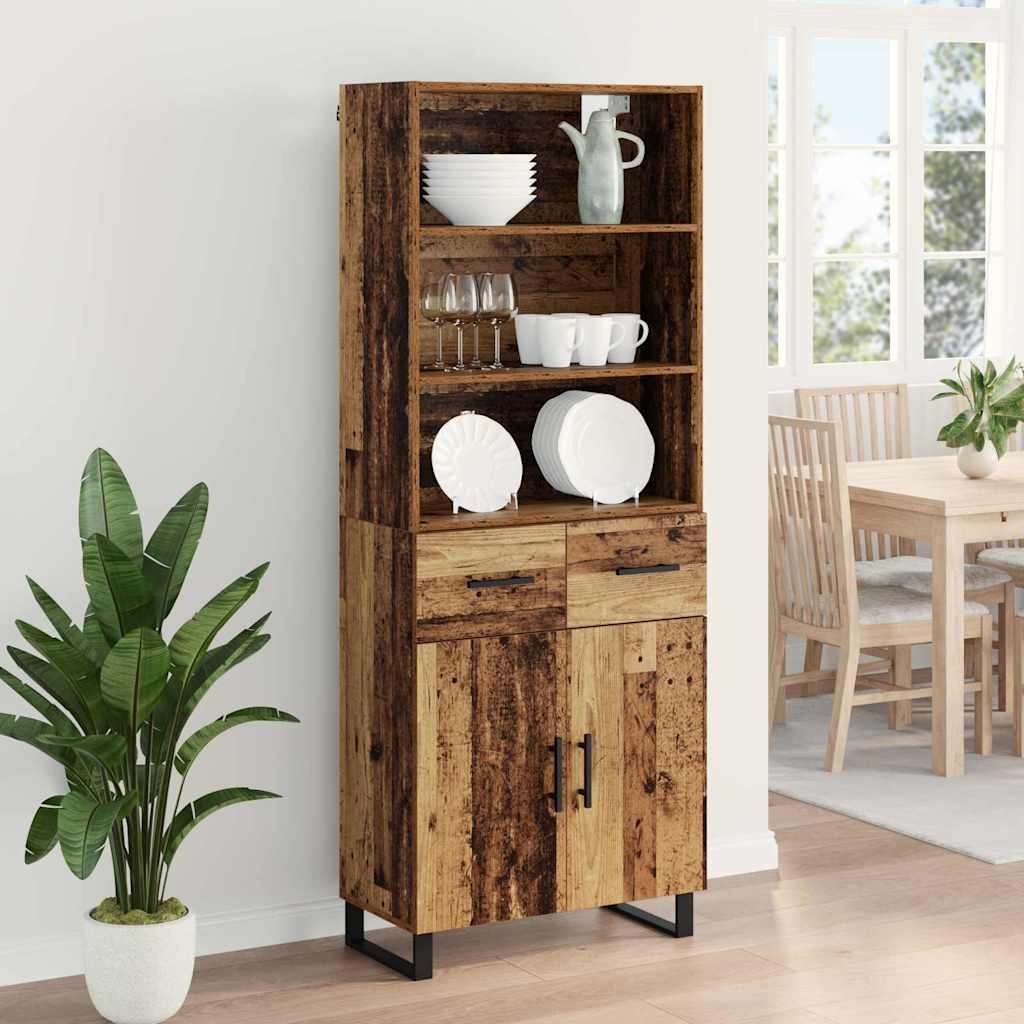 Bufet Lemn Vechi 69,5 x 34 x 180 cm Lemn Stratificat si Sticla — imaginea 5