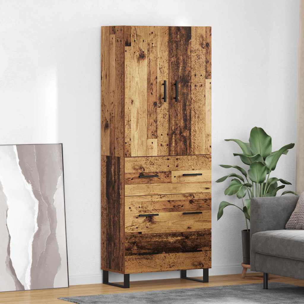 Bufet cu sertar 2 pcs Lemn Vechi Lemn Stratificat si Sticla — imaginea 2