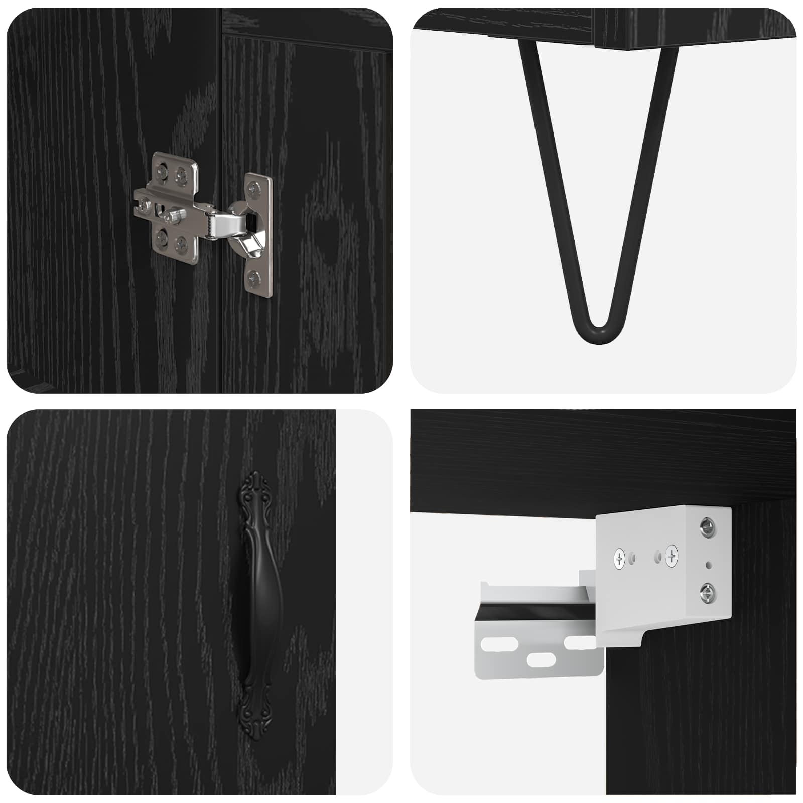 Bufet Stejar Negru 69,5 x 34 x 180 cm Lemn compozit — imaginea 11