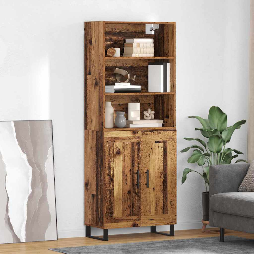 Bufet Lemn Vechi 69,5 x 34 x 180 cm Lemn Stratificat si Sticla — imaginea 2