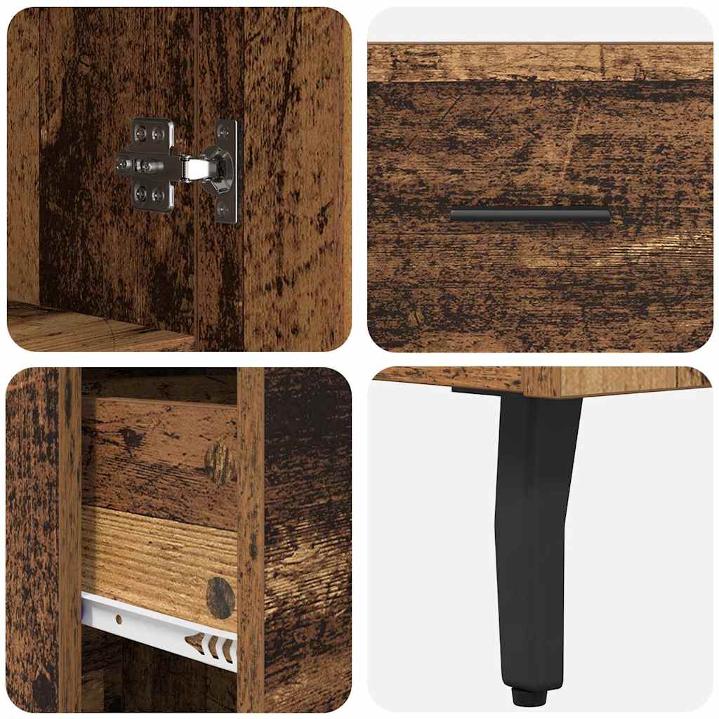 Bufet cu sertar 2 pcs Lemn Vechi Lemn Stratificat si Sticla — imaginea 12