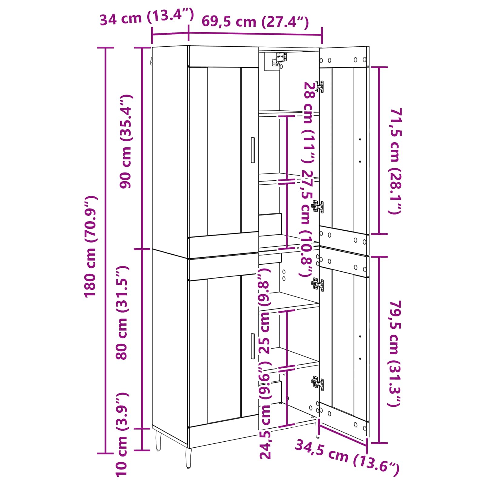 Bufet 2 pcs Stejar Artizanal Lemn Stratificat si Sticla — imaginea 13