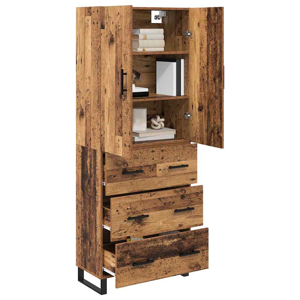 Bufet cu sertar 2 pcs Lemn Vechi Lemn Stratificat si Sticla — imaginea 4