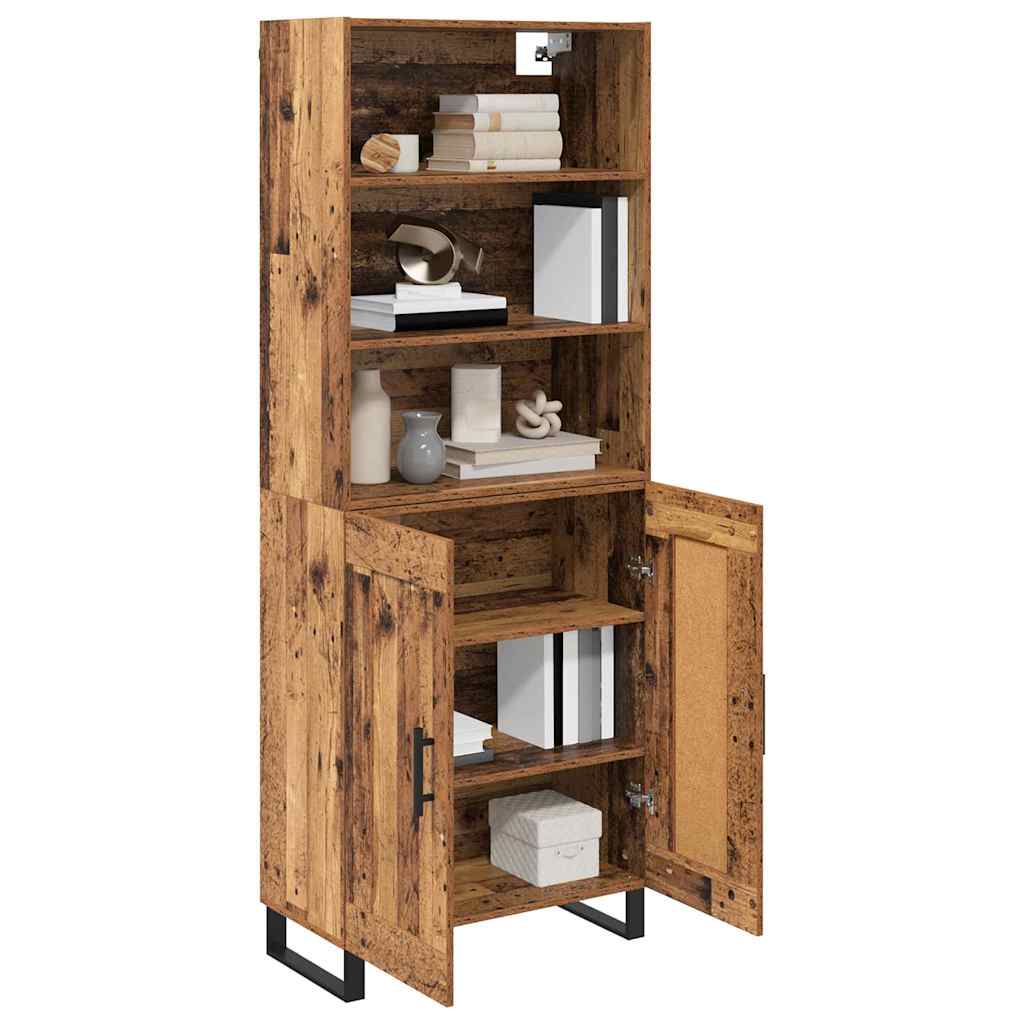 Bufet Lemn Vechi 69,5 x 34 x 180 cm Lemn Stratificat si Sticla — imaginea 4