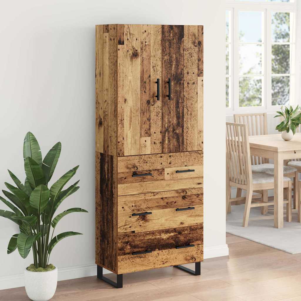 Bufet cu sertar 2 pcs Lemn Vechi Lemn Stratificat si Sticla — imaginea 5