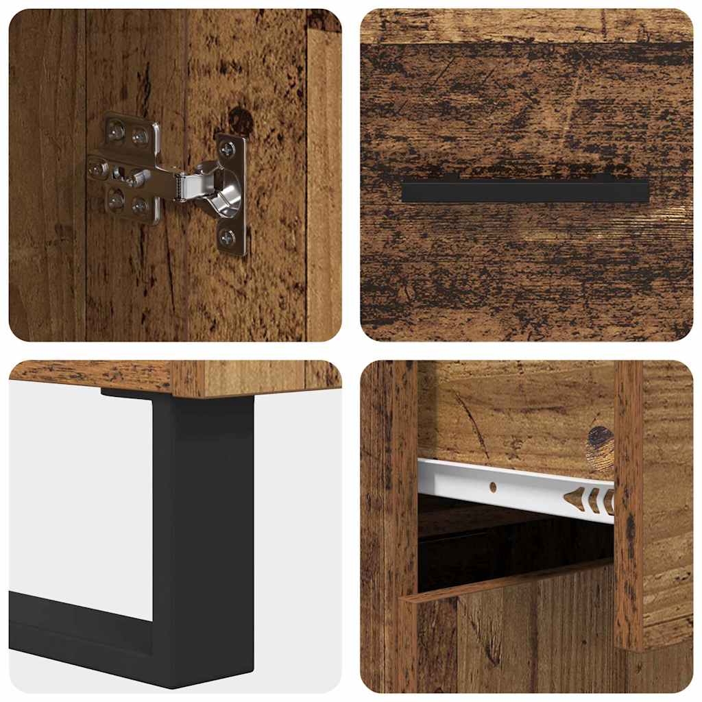 Bufet Lemn Vechi 69,5 x 34 x 180 cm Lemn Stratificat si Sticla — imaginea 12