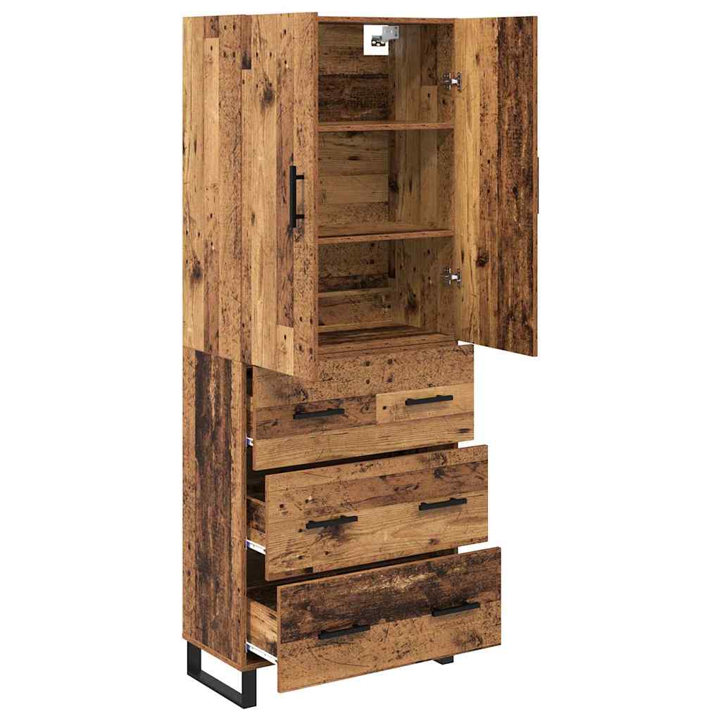 Bufet cu sertar 2 pcs Lemn Vechi Lemn Stratificat si Sticla — imaginea 6