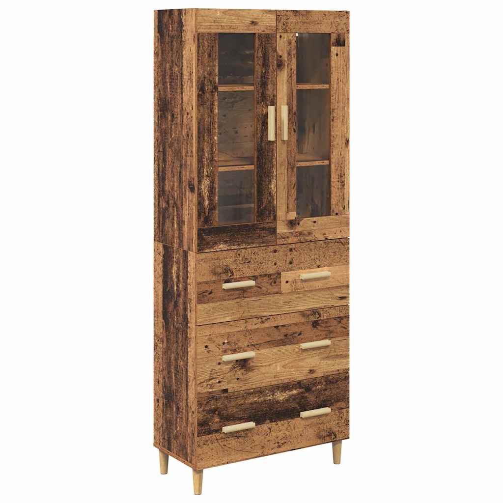 Bufet Lemn Vechi 69,5 x 34 x 180 cm Lemn Stratificat si Sticla